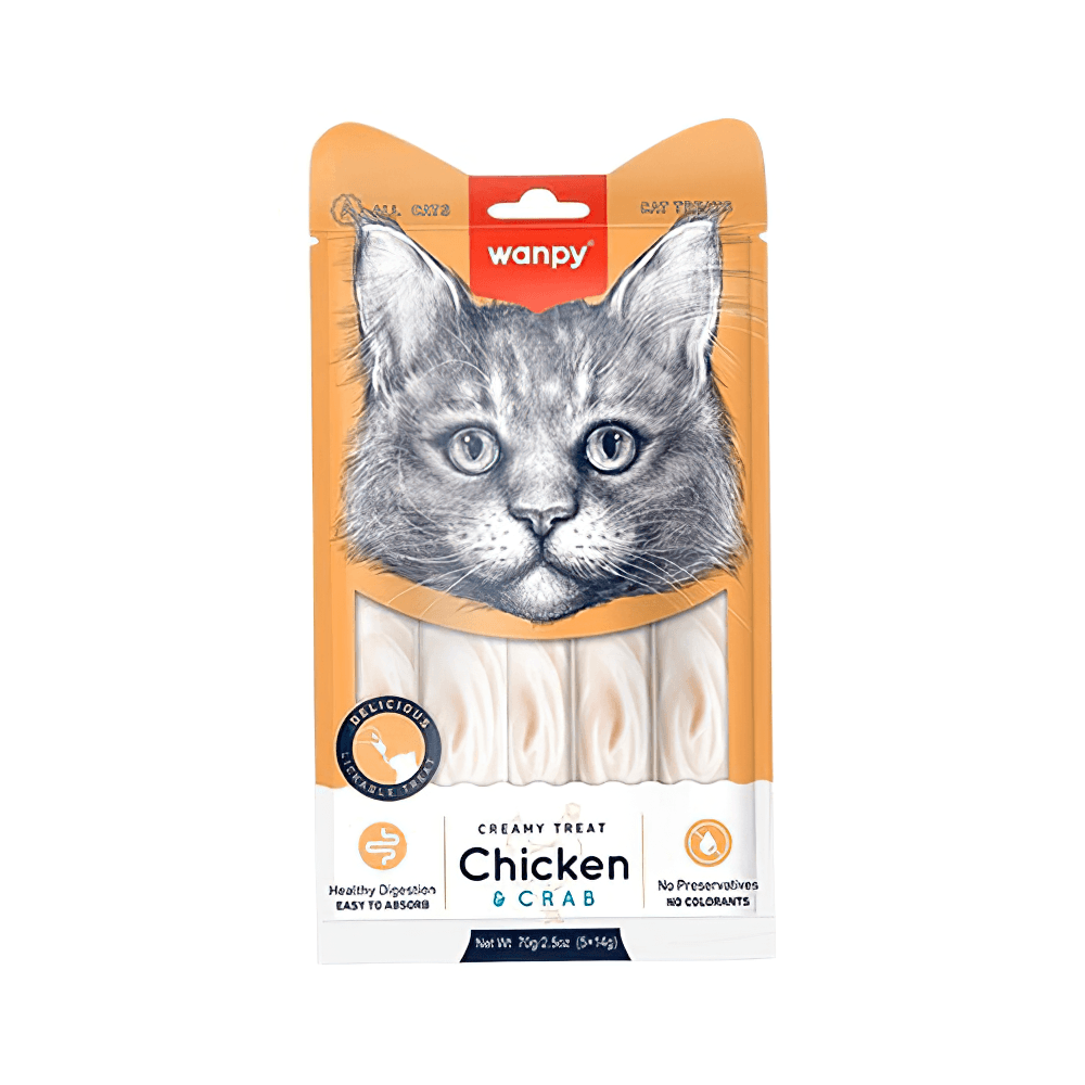 Wanpy Tavuk Etli ve Yengeçli Sıvı Kedi Ödülü 12'li (5 x 14 g)