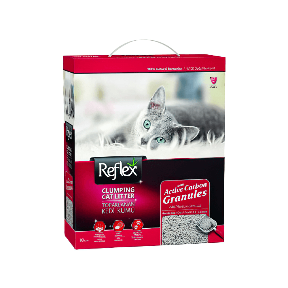 Reflex Topaklanan Aktif Karbonlu Granül İnce Taneli Kedi Kumu (10 L)