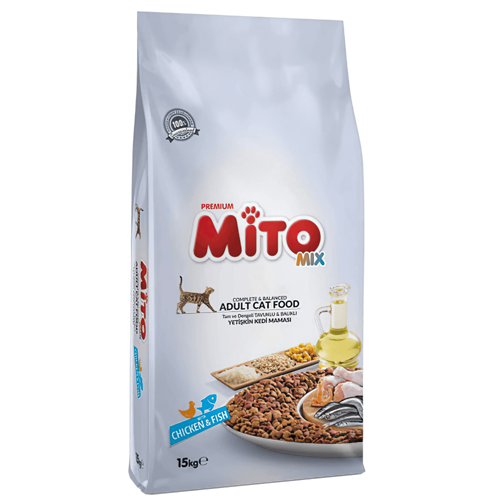 Mito Mix Tavuk Etli ve Balıklı Yetişkin Kedi Maması (15 kg)