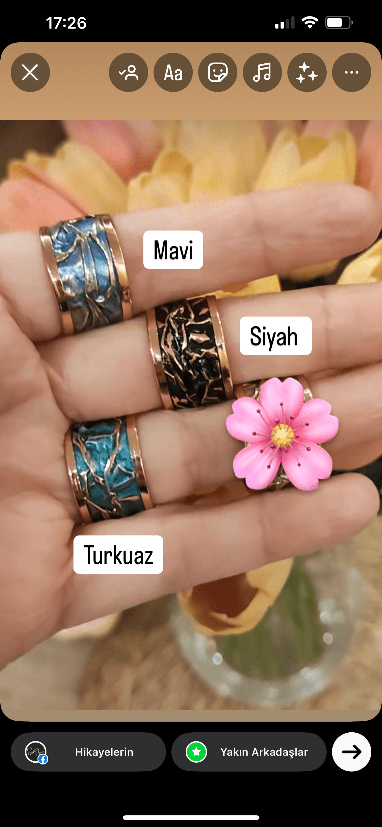 Siyah Desenli Bakır Yüzük