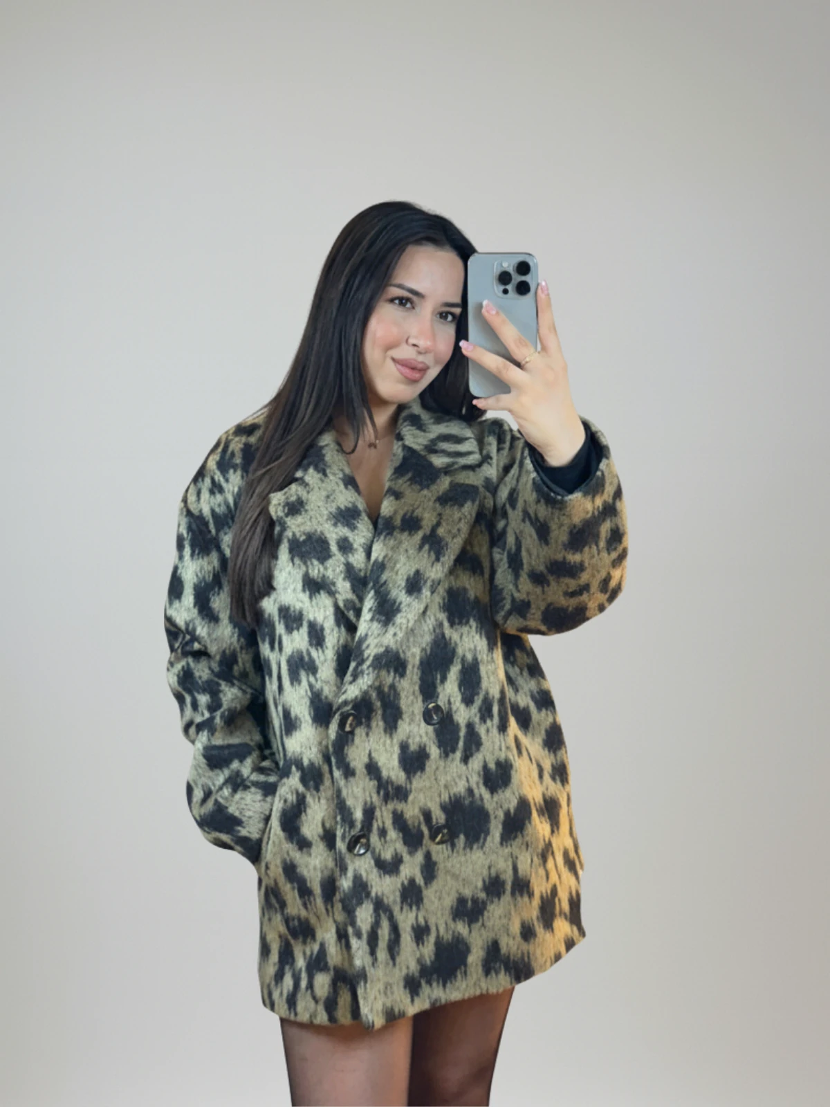 Leopar Desen Şort Etek ve Ceket Takımı