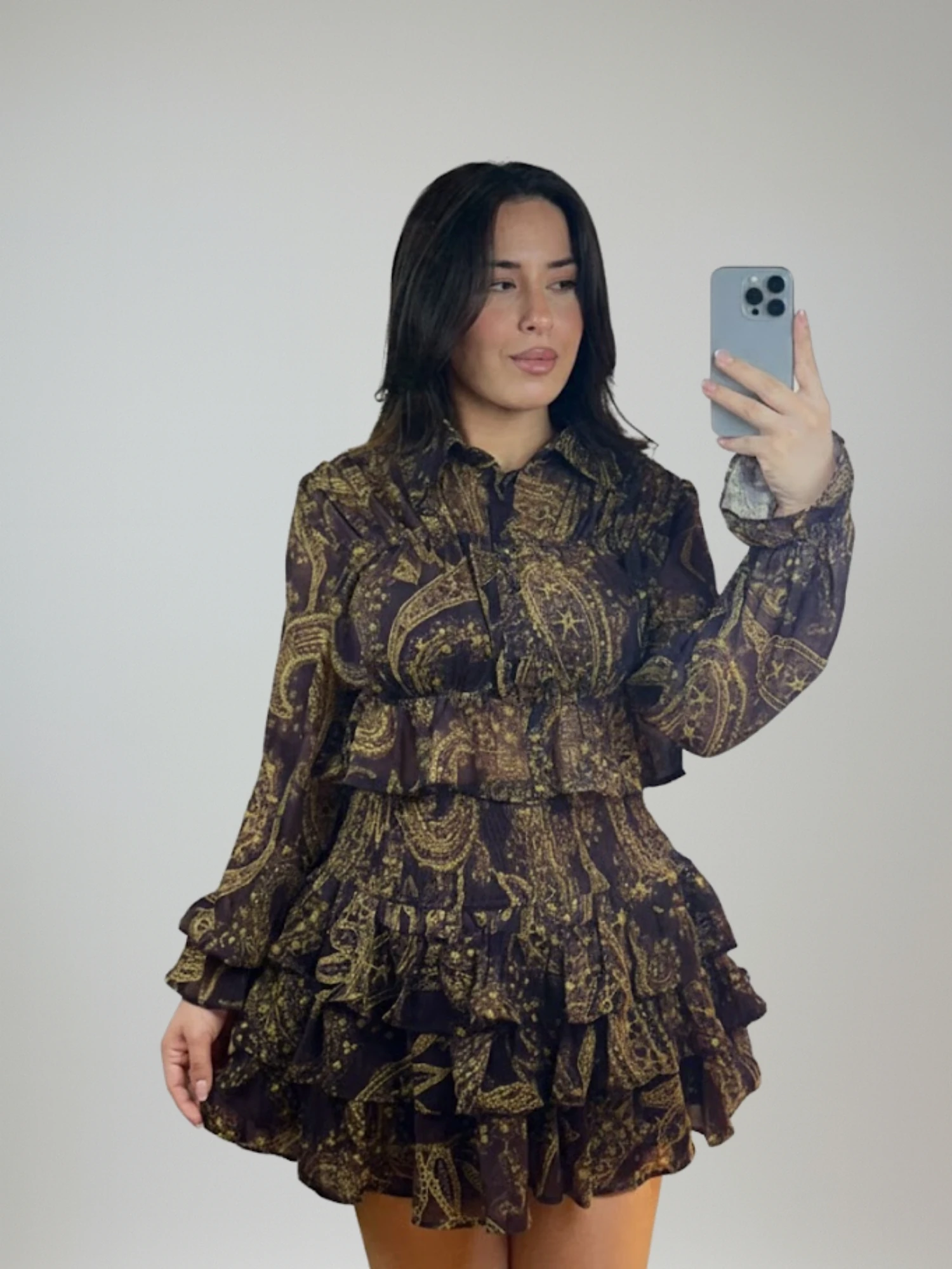 Kahve Yeşil Gömlek Etek Takımı 