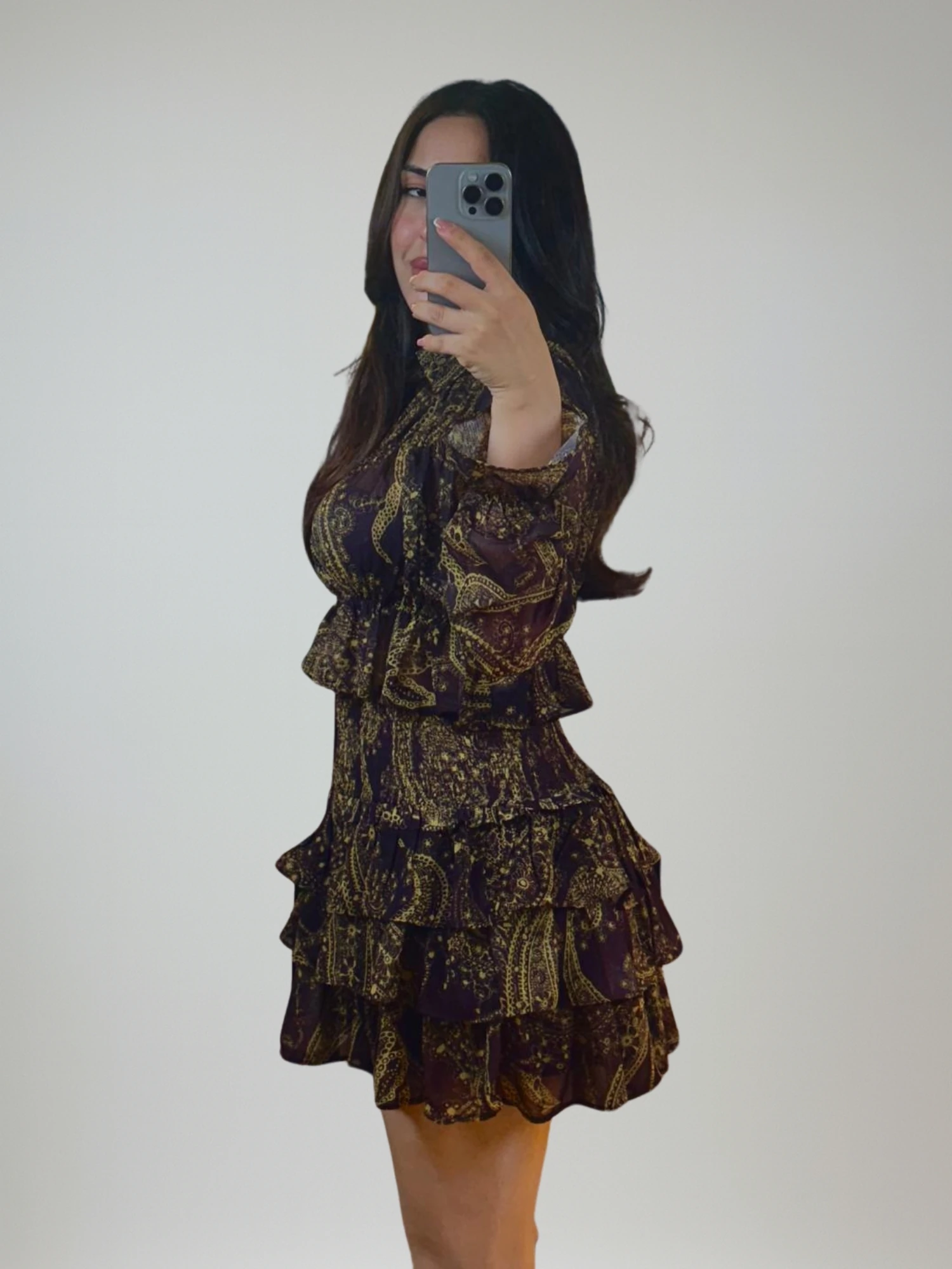 Kahve Yeşil Gömlek Etek Takımı 