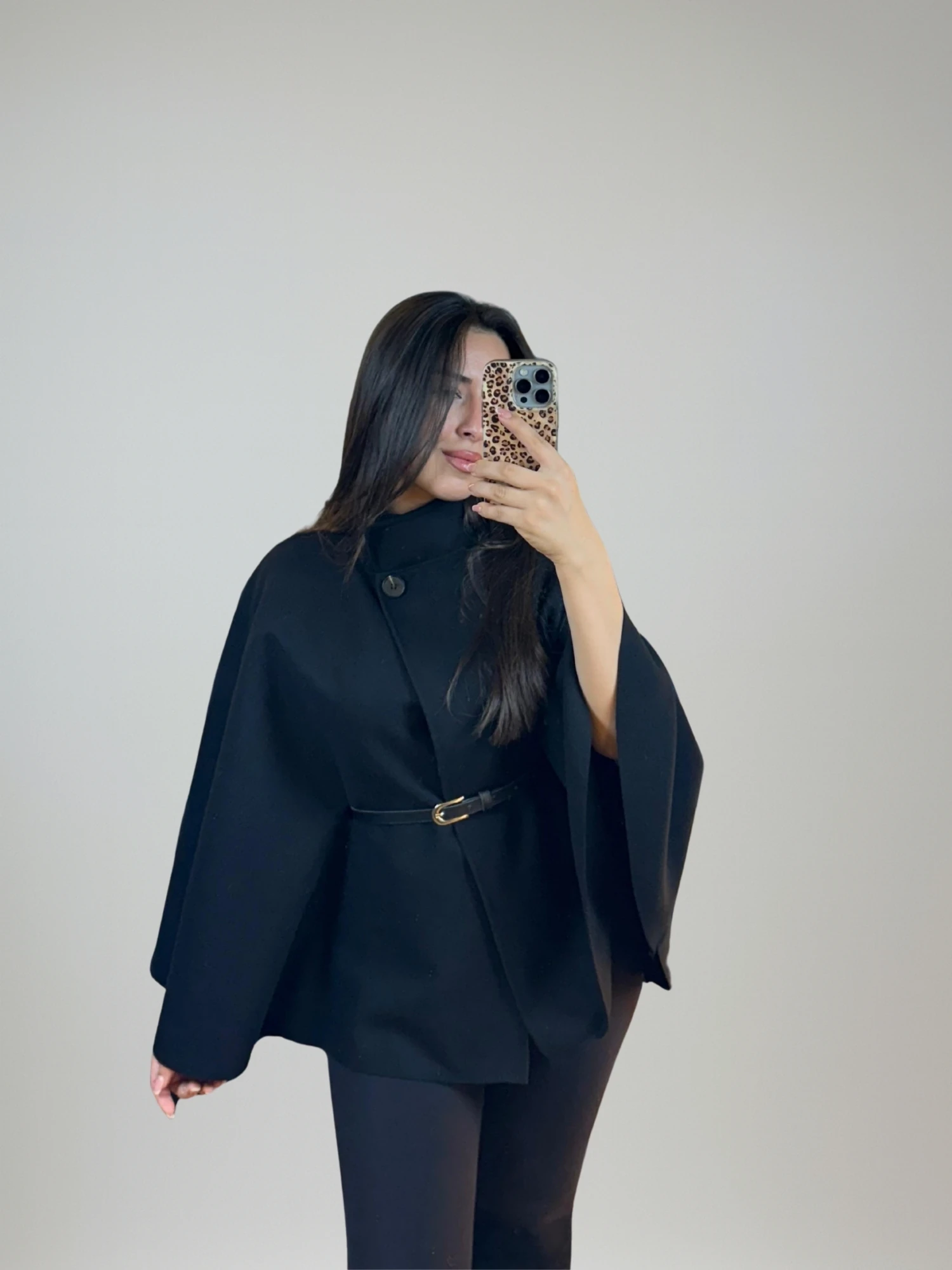 Kemerli Kaşe Panço Siyah