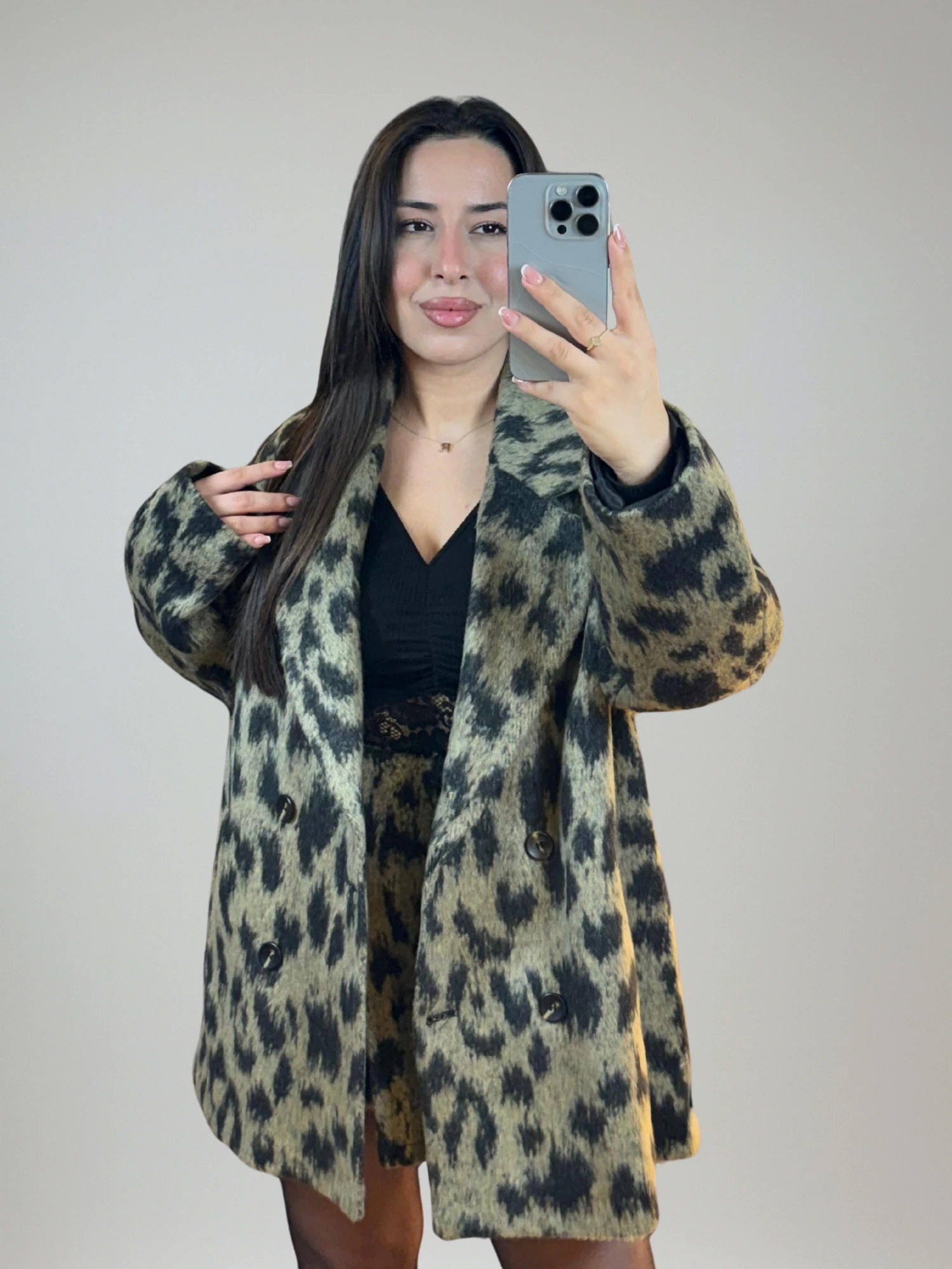 Leopar Desen Şort Etek ve Ceket Takımı