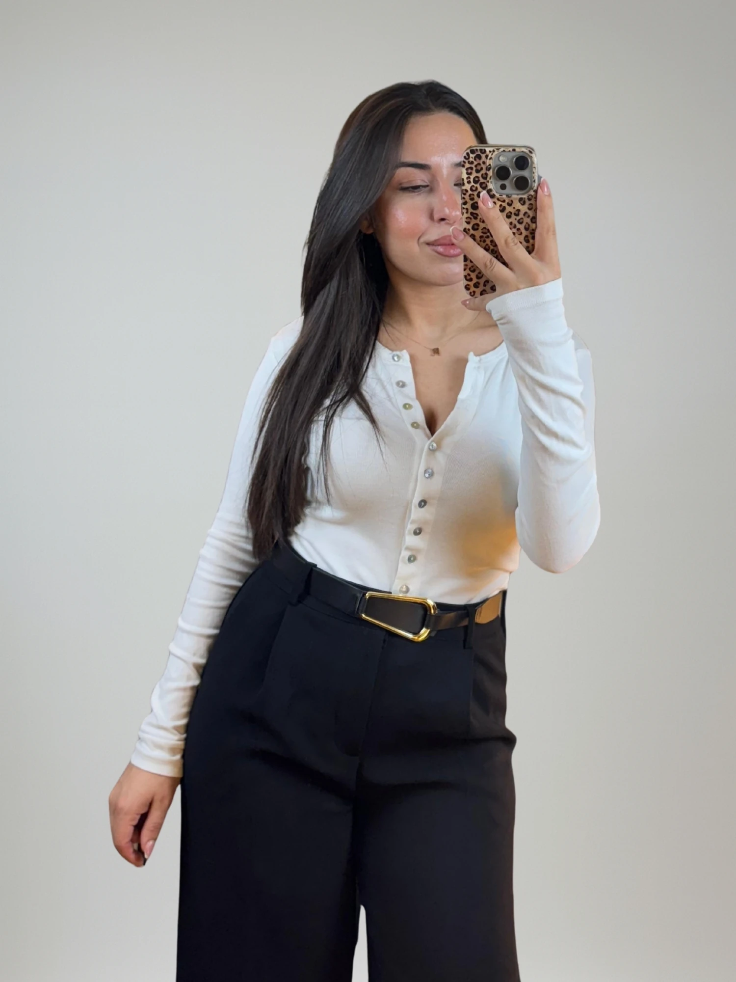 Siyah Bol PC Kemerli Pantolon 