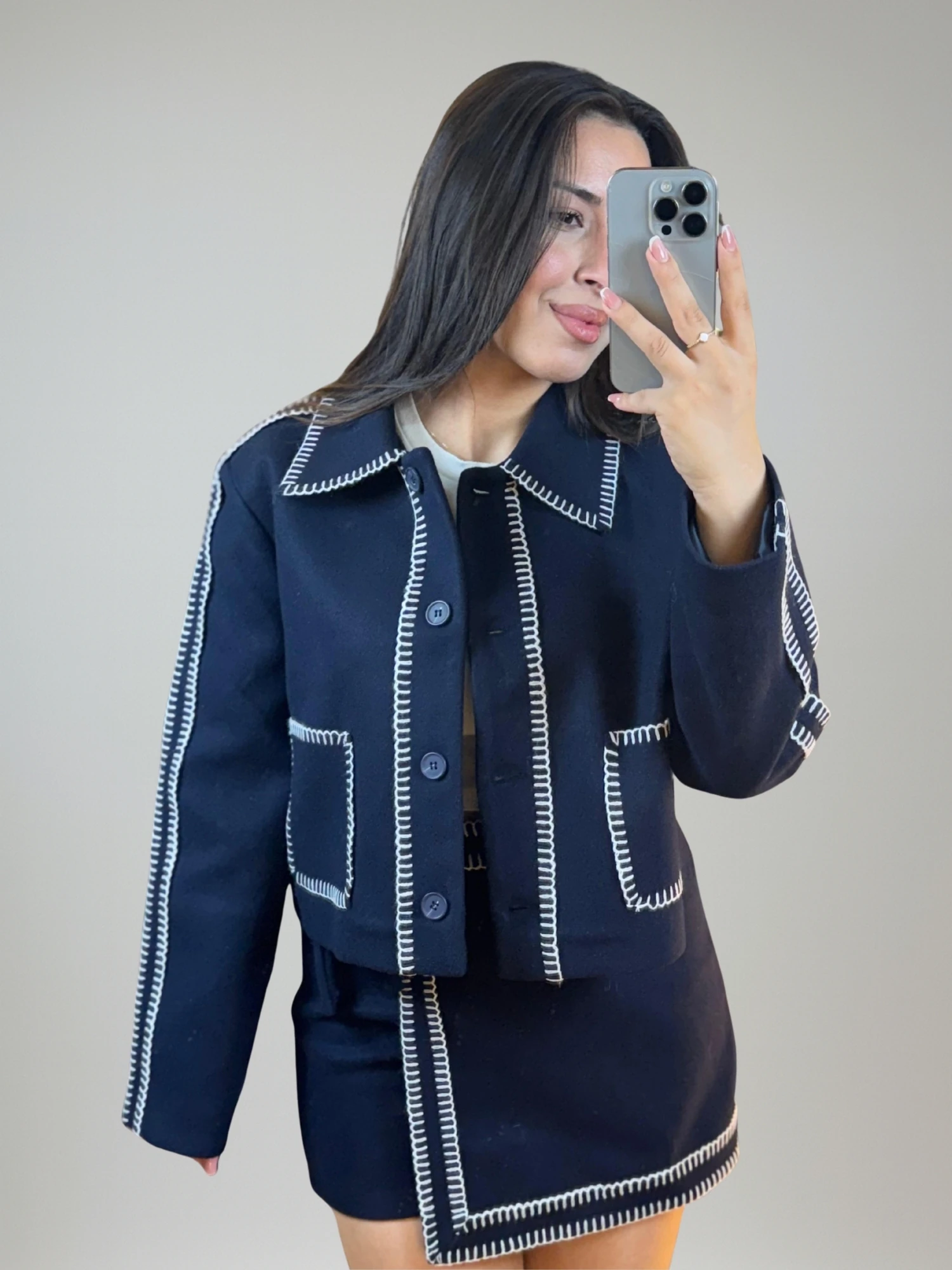 Lacivert Ceket Etek Takım