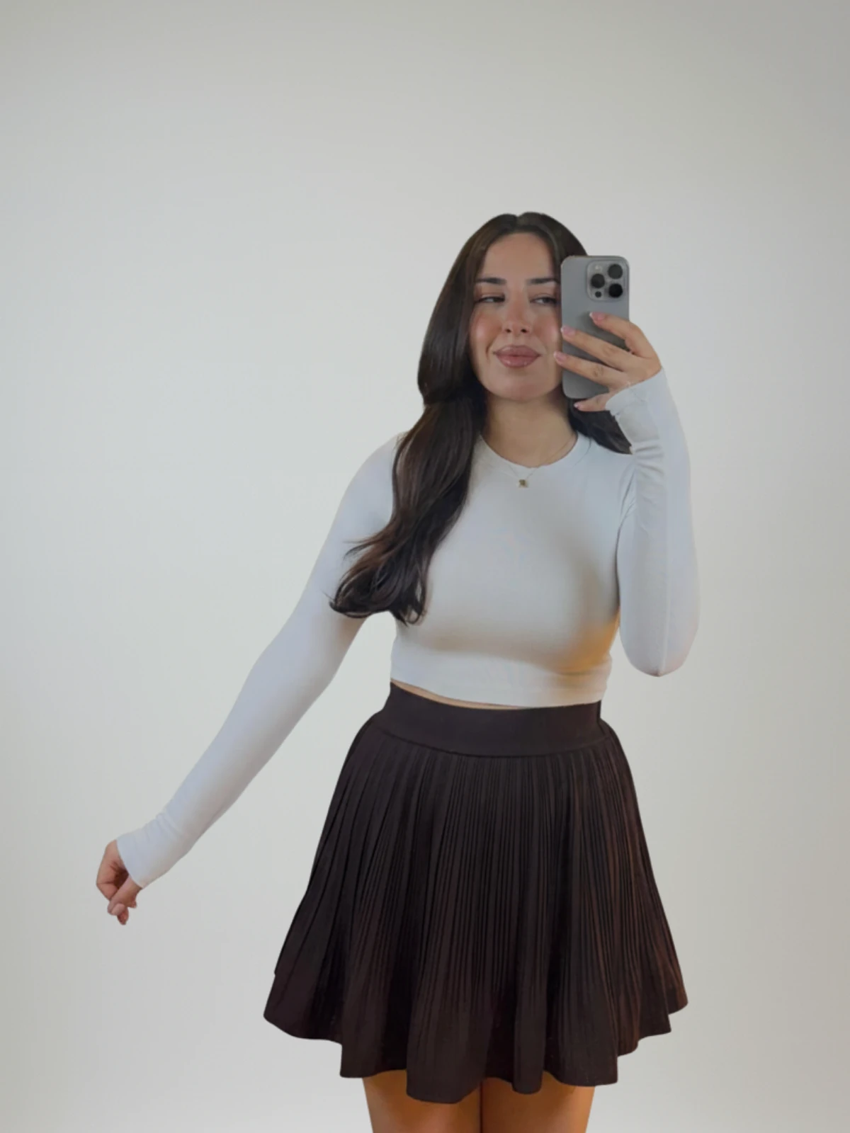 Acı Kahve Pileli Etek 