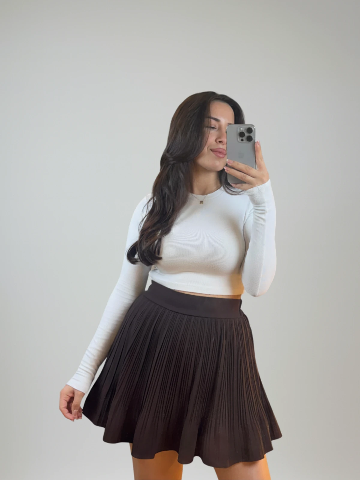 Acı Kahve Pileli Etek 