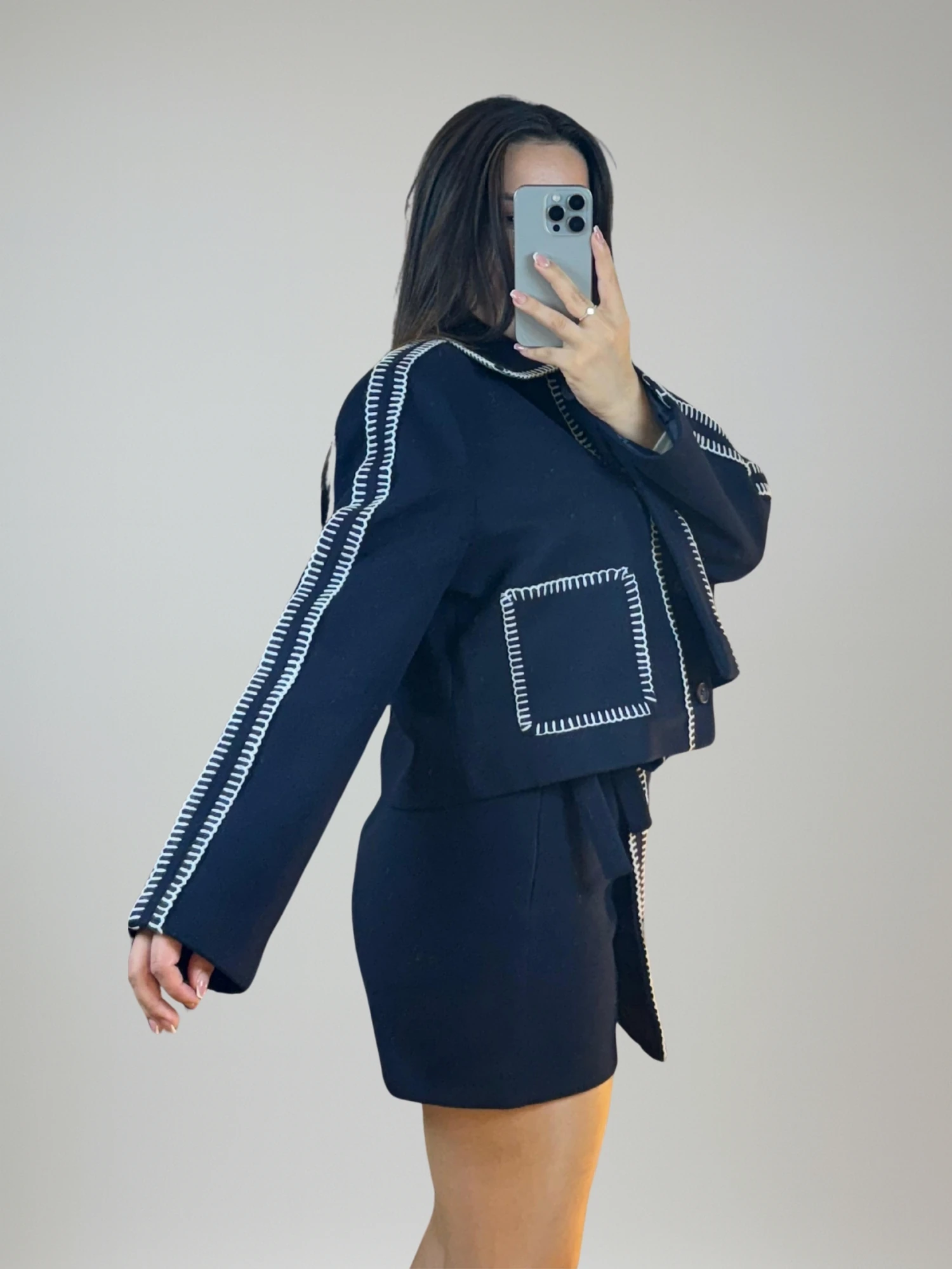 Lacivert Ceket Etek Takım