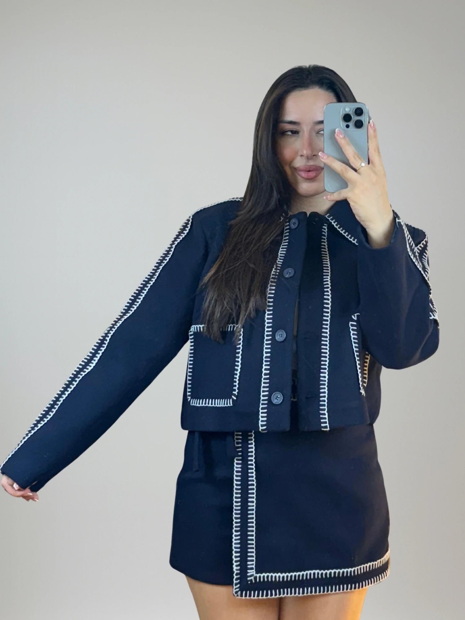 Lacivert Ceket Etek Takım