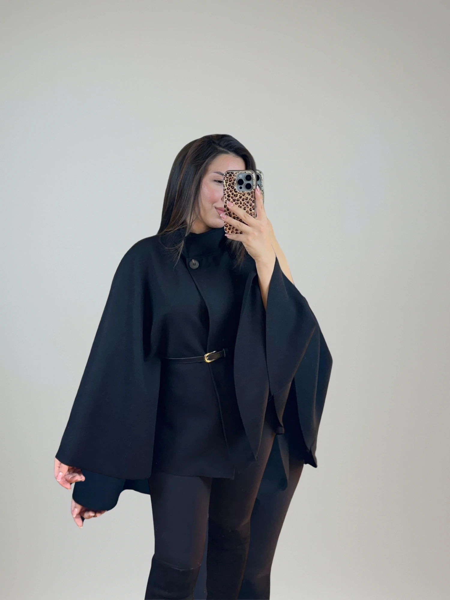 Kemerli Kaşe Panço Siyah