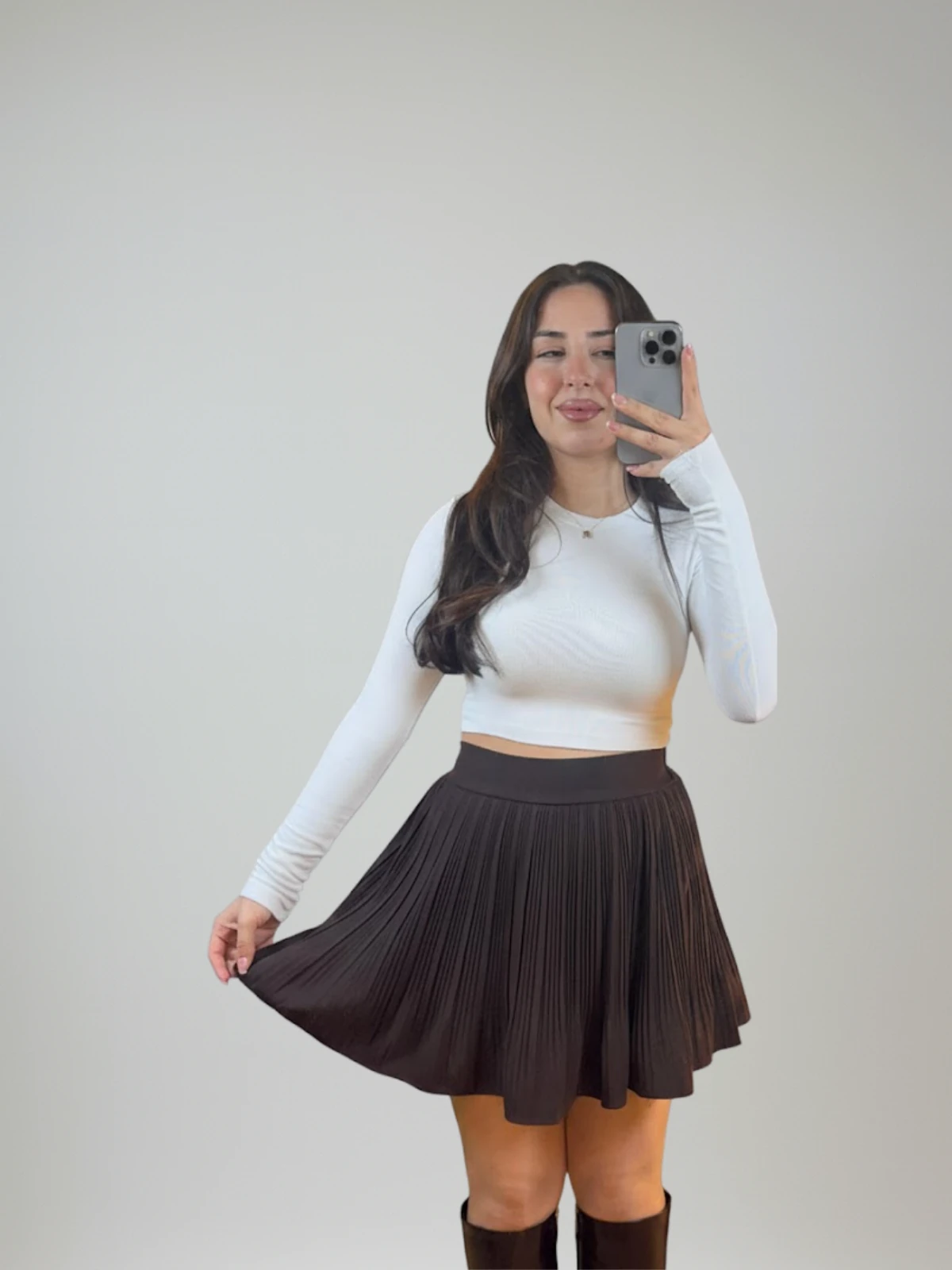 Acı Kahve Pileli Etek 