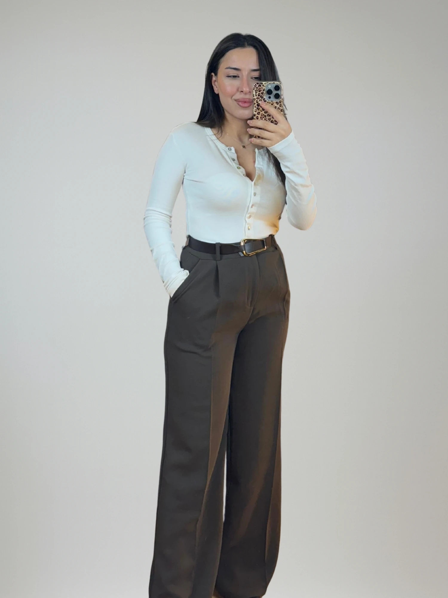 Kahve Bol PC Kemerli Pantolon 