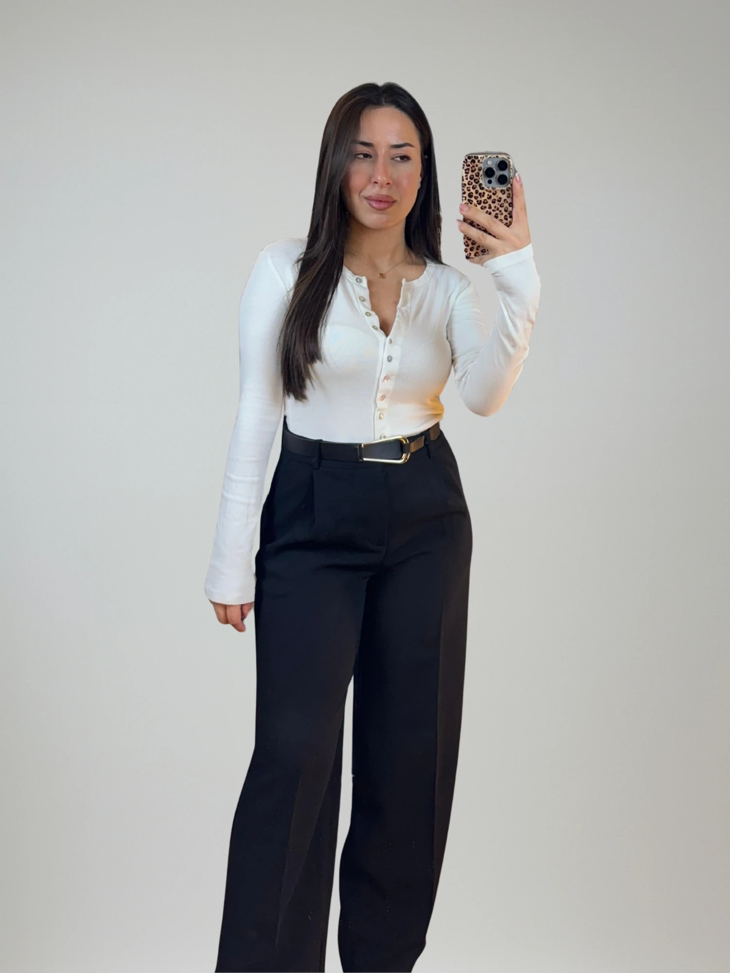 Siyah Bol PC Kemerli Pantolon 