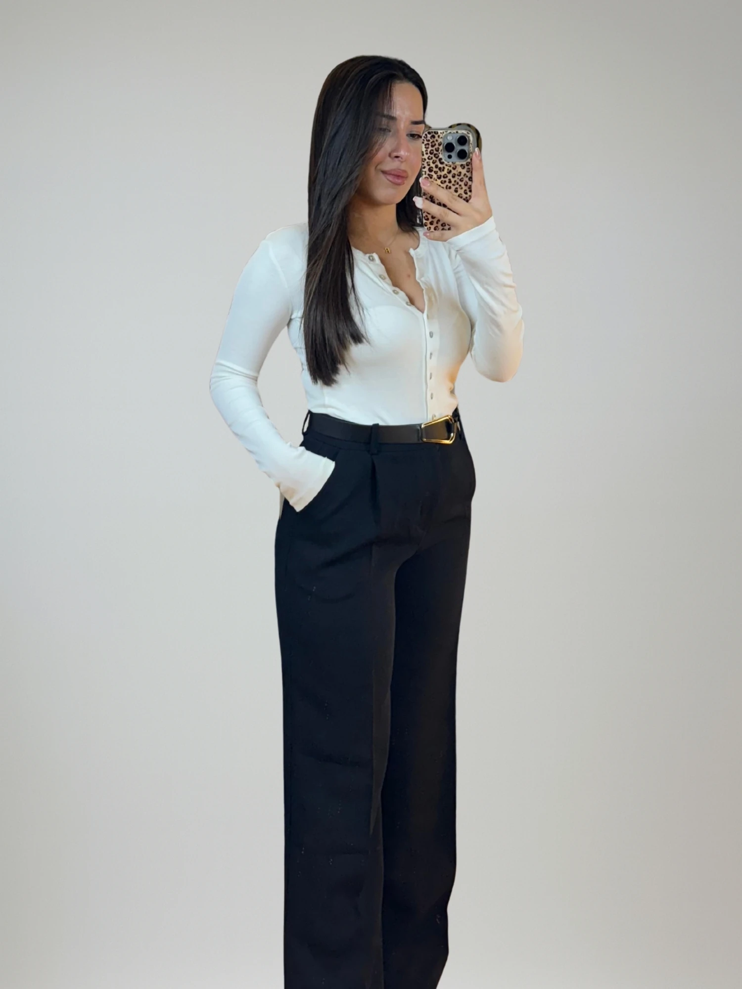 Siyah Bol PC Kemerli Pantolon 