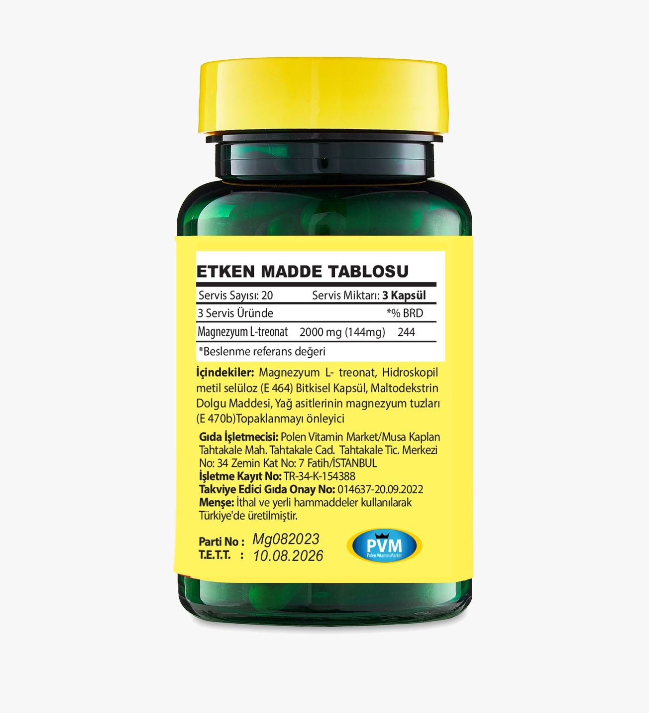 Magnezyum L-Treonat 2000 Mg 60 Kapsül
