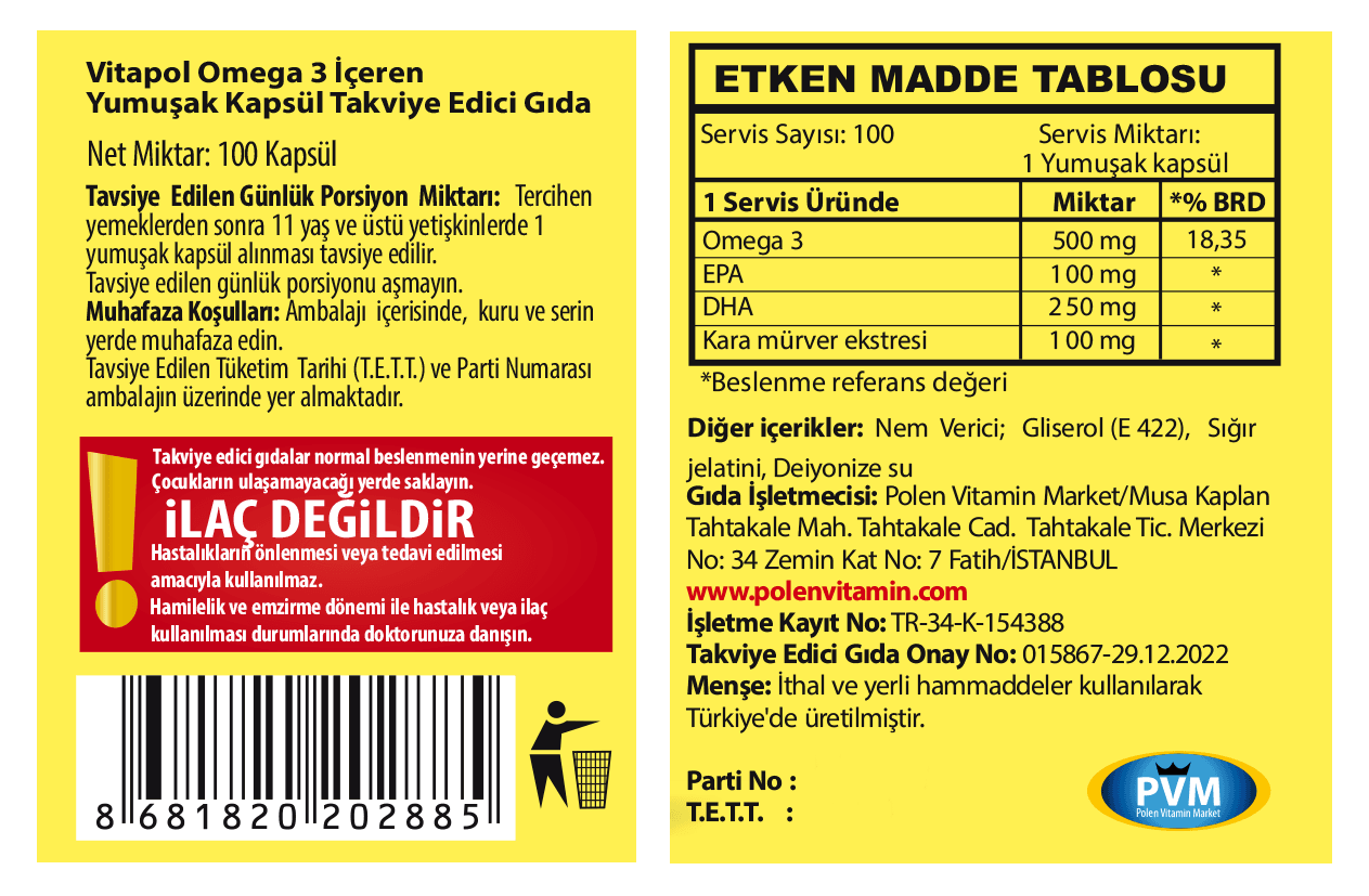 Kıds Omega-3 Karamürver EPA DHA 100 Softjel