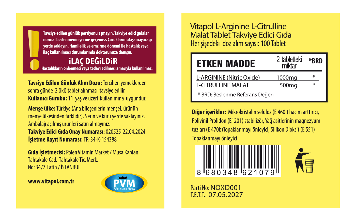 L-Arginine L-Citrulline Malat 100 Tablet