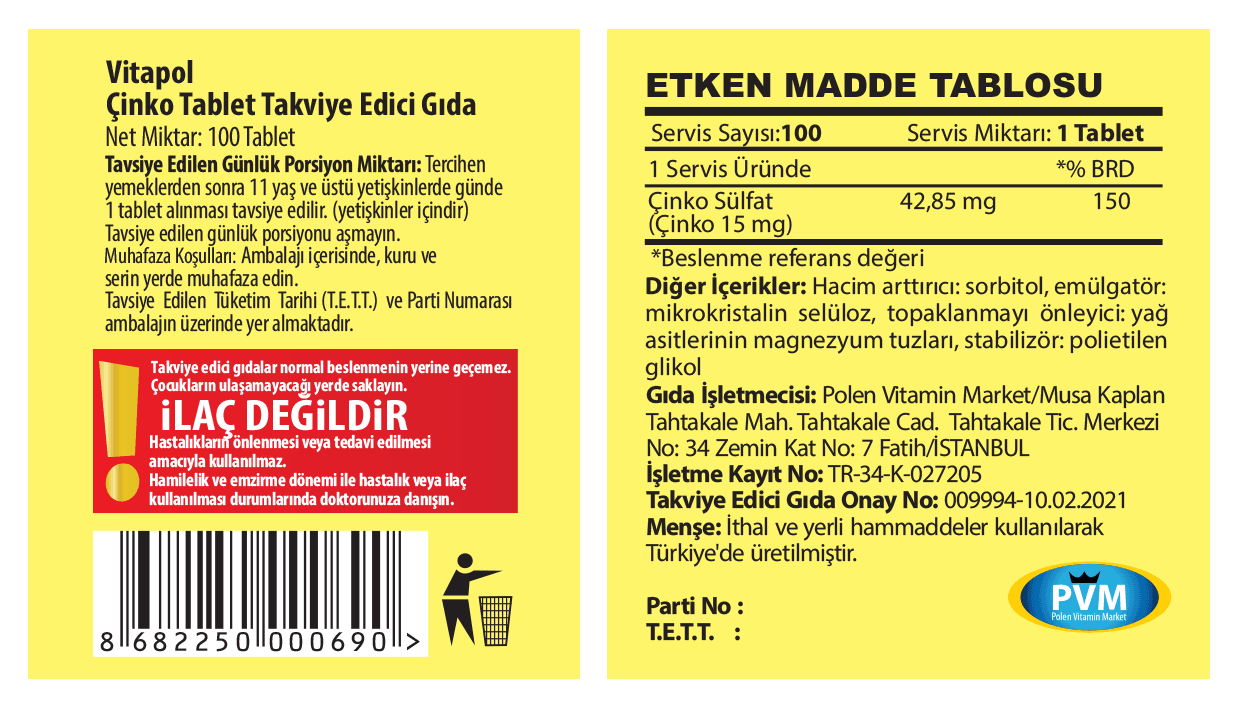 Zınc 100 Tablet