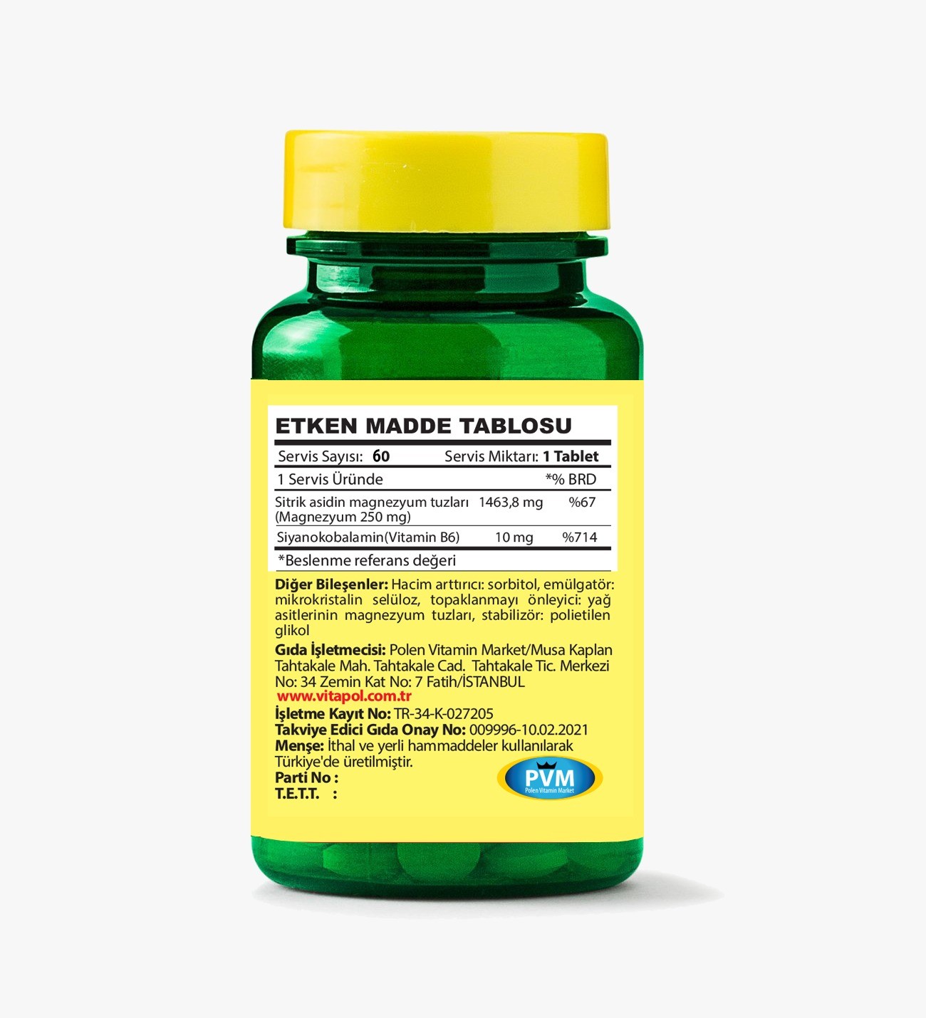VITAPOL MAGNEZYUM CİTRATE & B6 100 TABLET