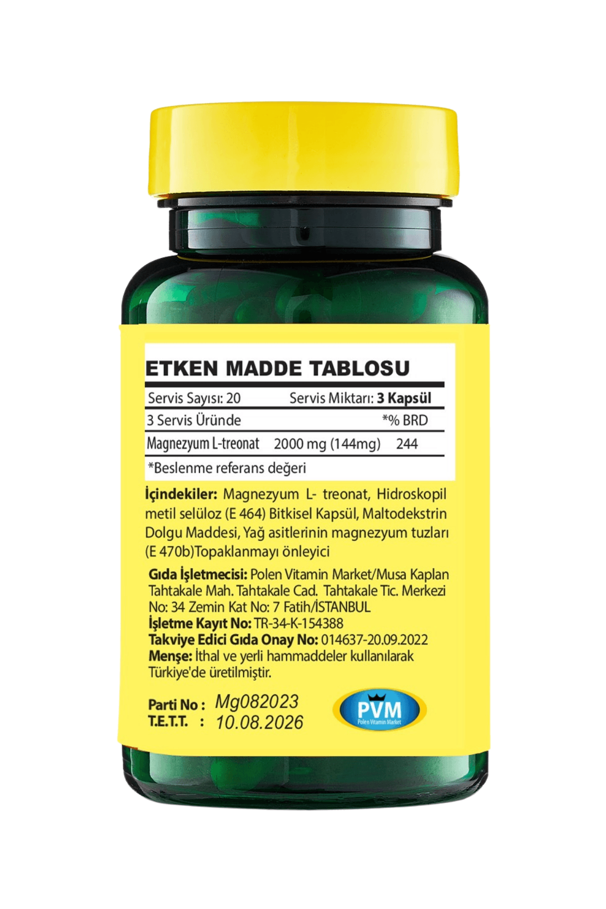 Magnezyum L-Treonat 2000 Mg 60 Kapsül