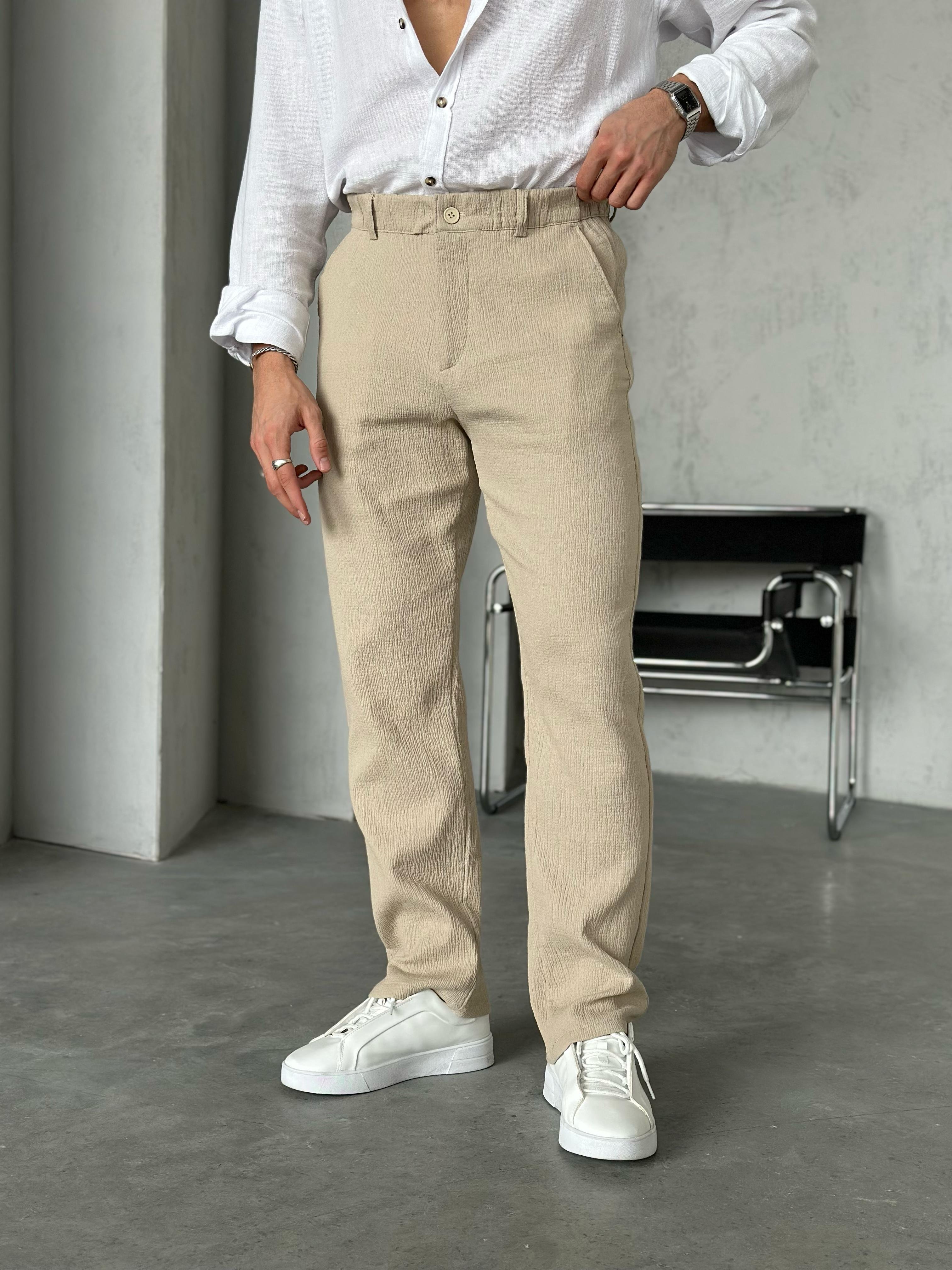 KM50662 Dokulu jogger pantolon BEJ - W