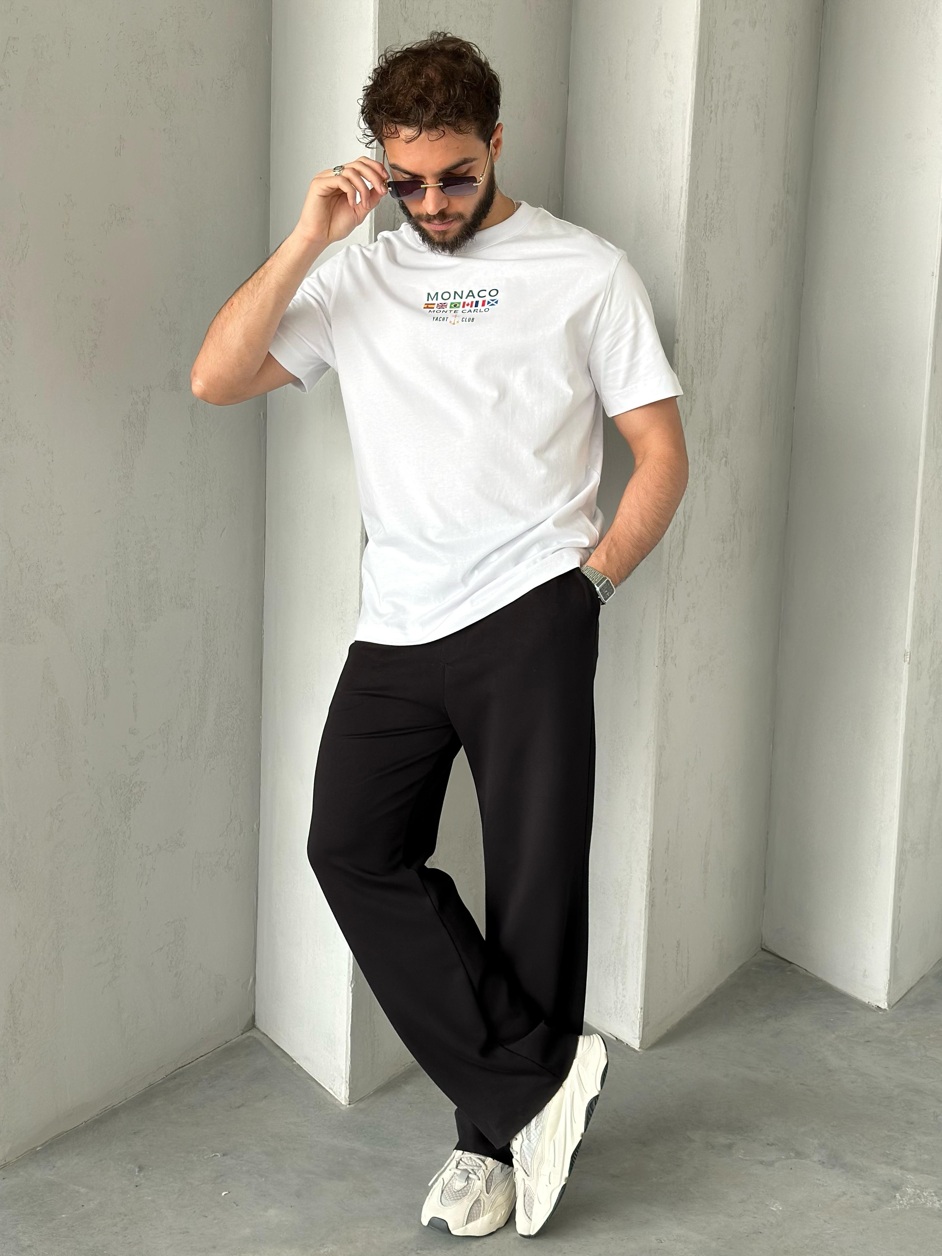 T1997 Monaco Yacht Club T-shirt Beyaz