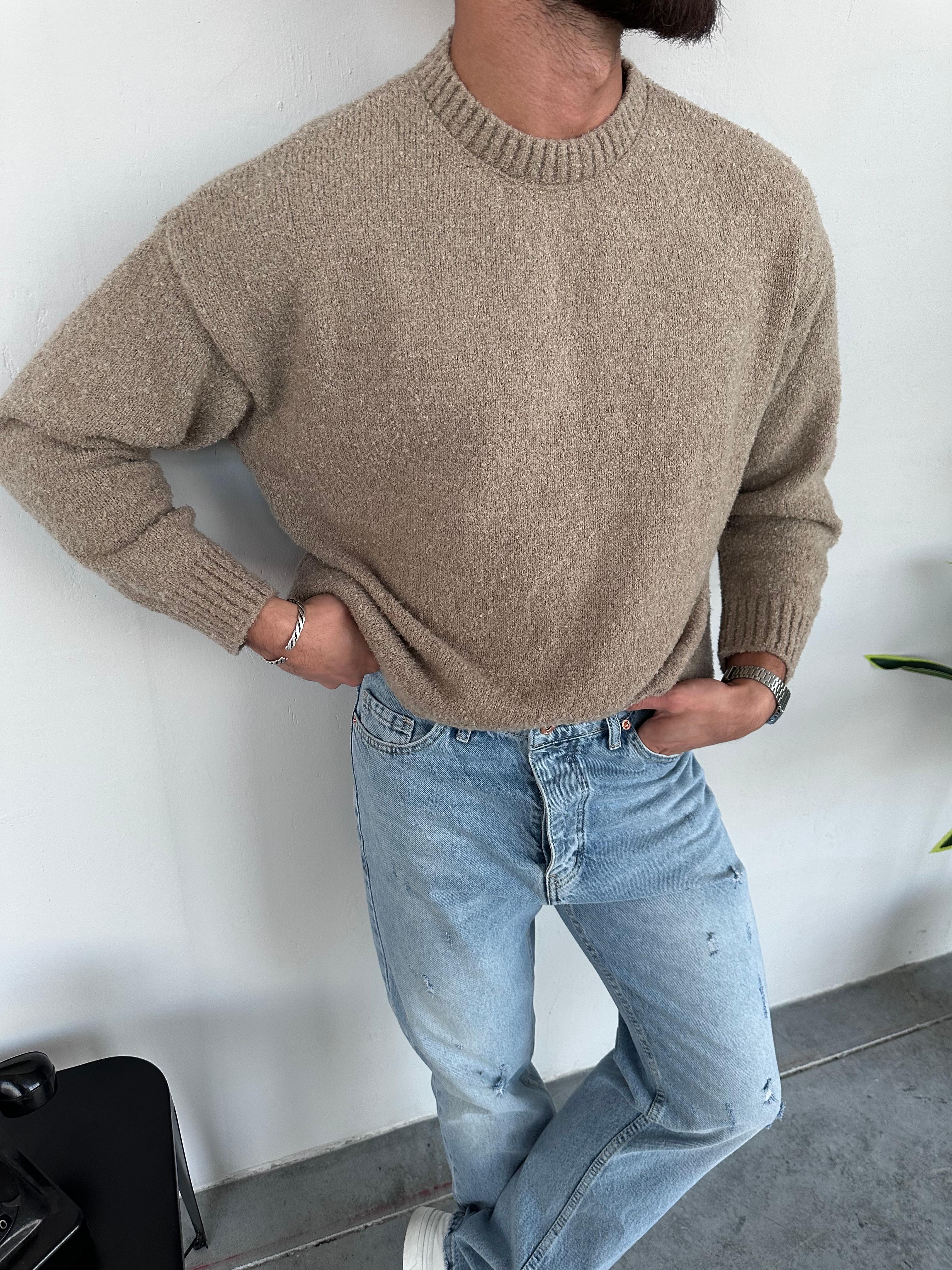 TR304 OVERSIZE TRİKO KAZAK BEJ