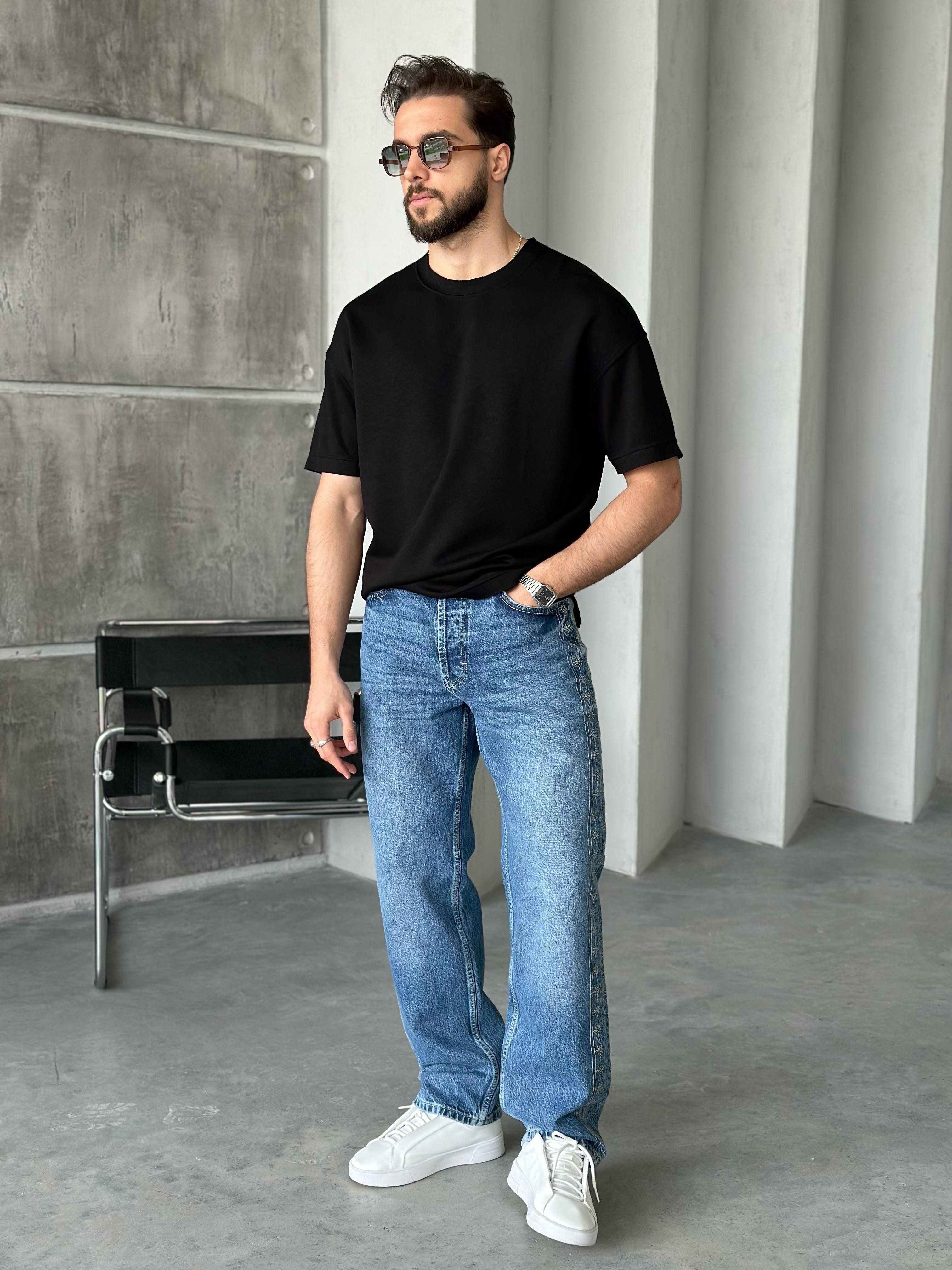 T108 Modal Kumaş Oversize T-shirt Siyah