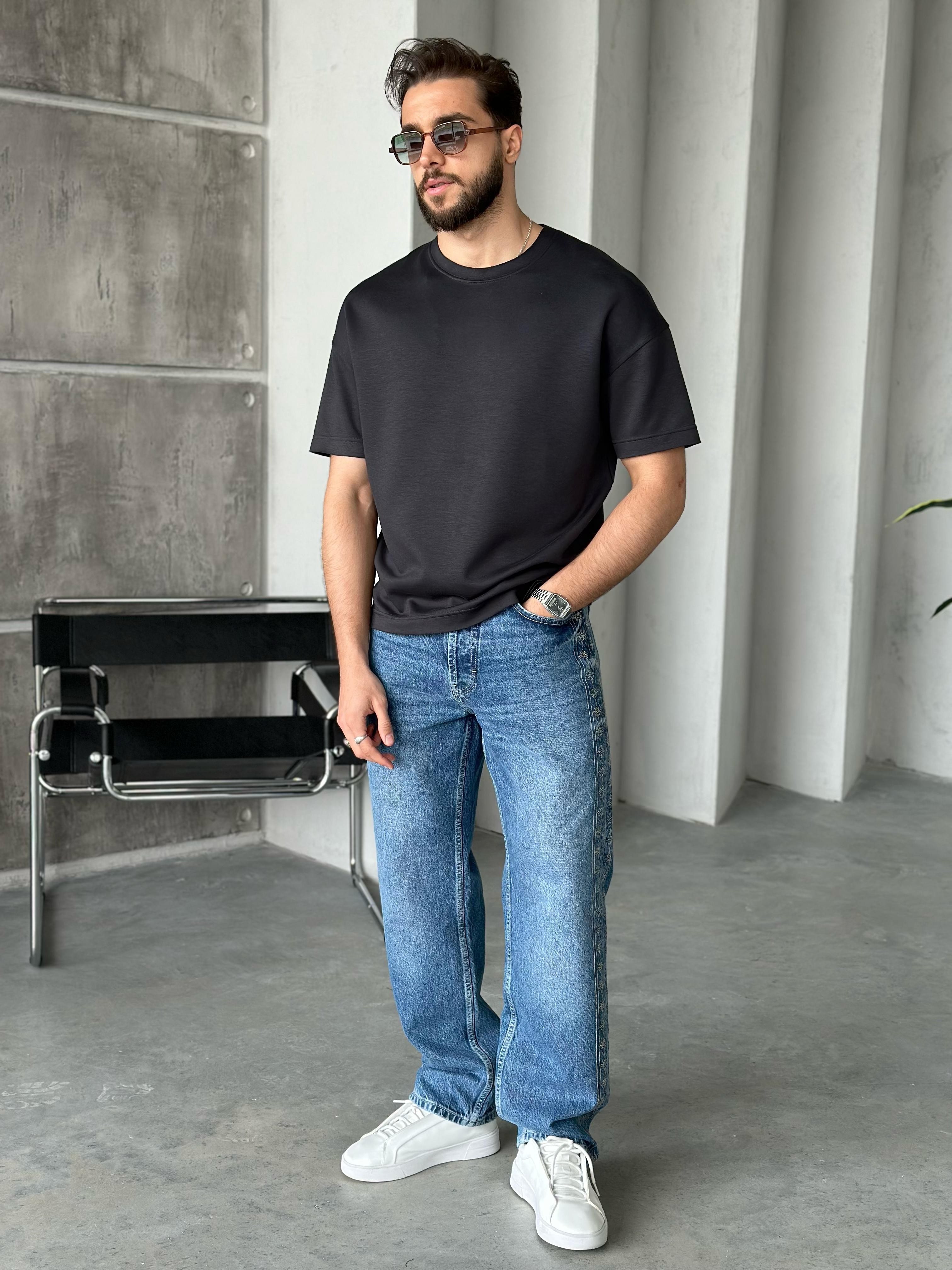T111 Modal Kumaş Oversize T-shirt Antrasit