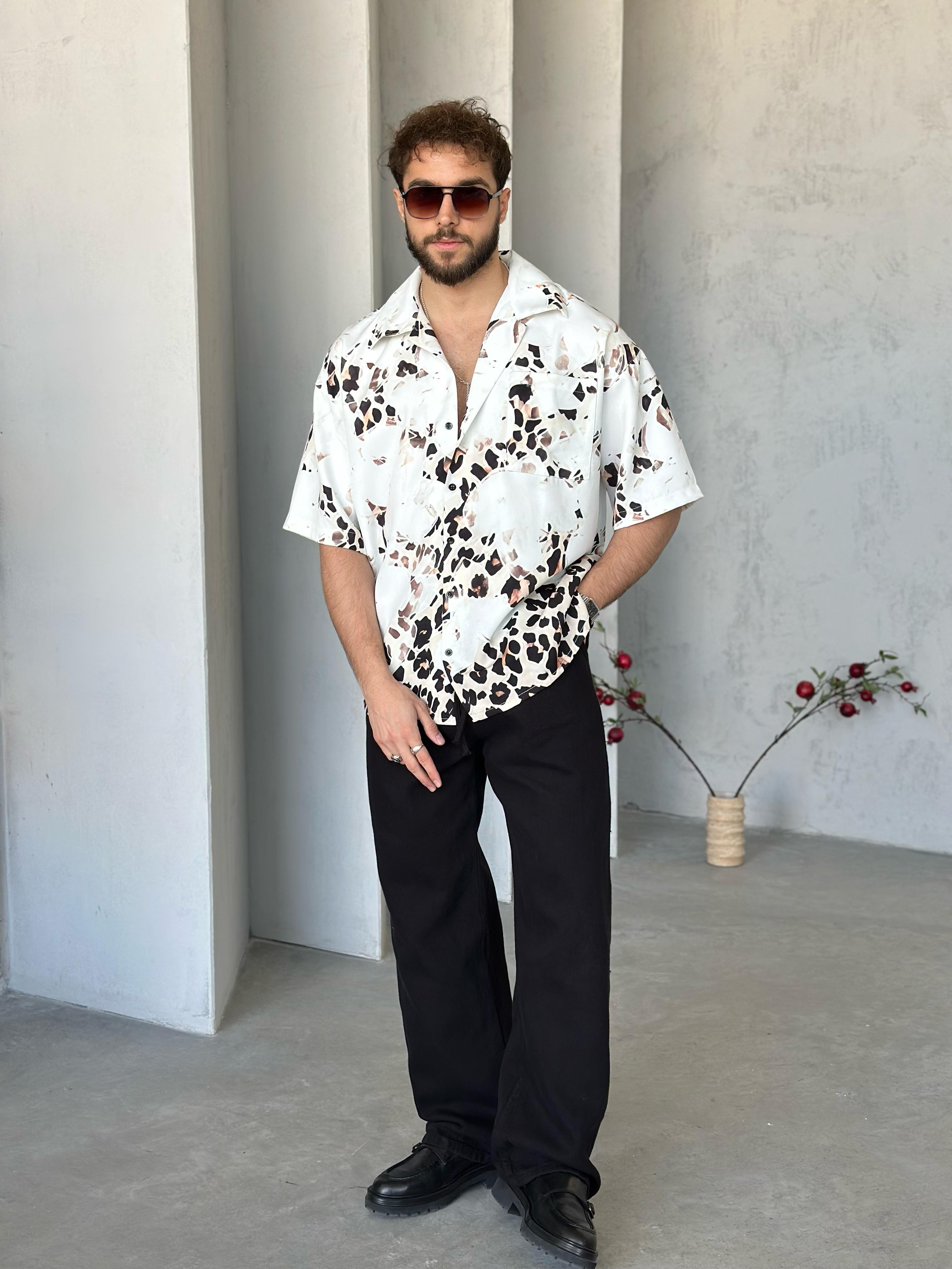 GM2850 Desenli Dubble Hürrem Kumaş Oversize Gömlek