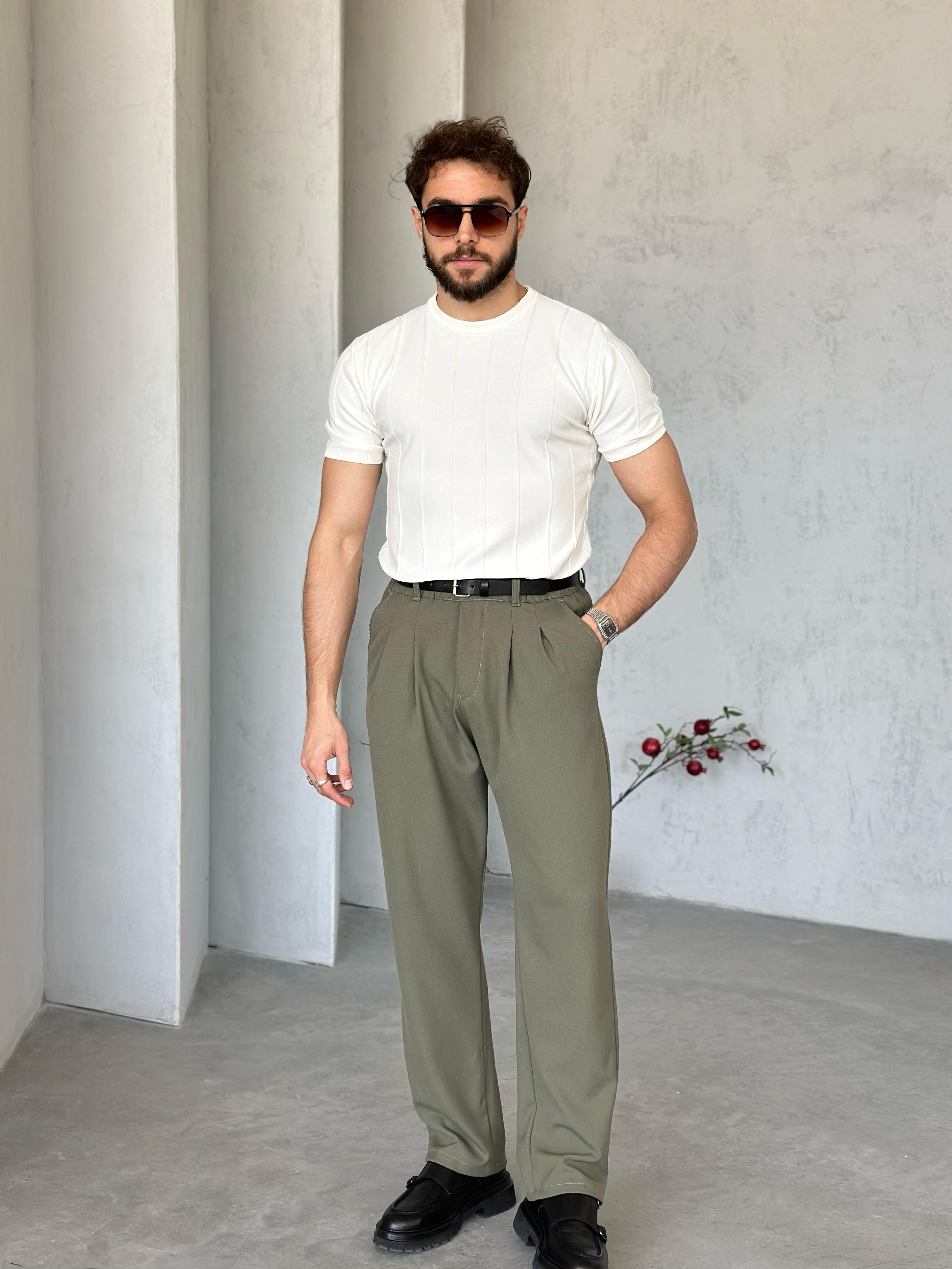 TR6503 Çizlili Basic Triko Beyaz