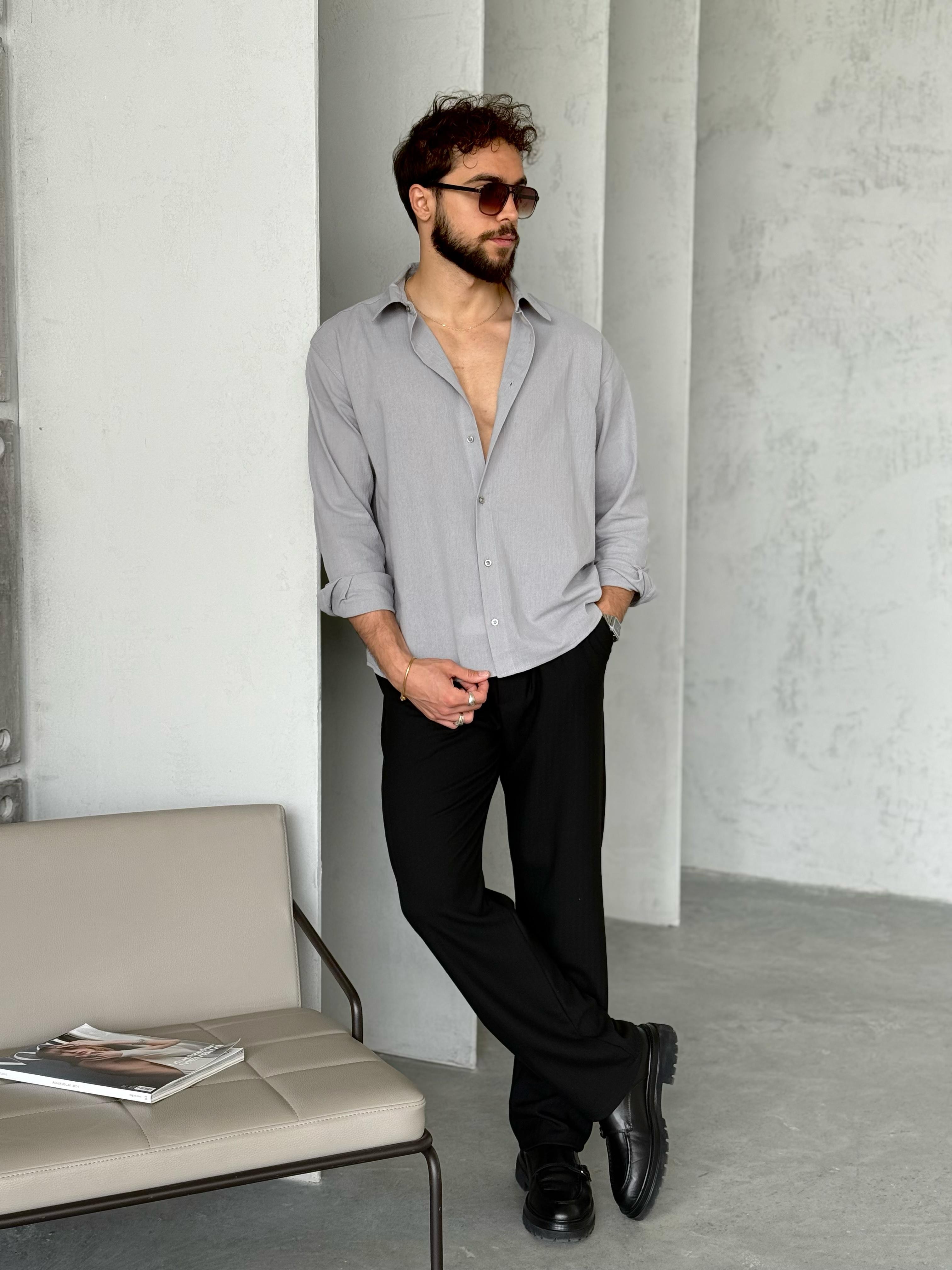 GM1448 Kırinkıl Gömlek Gri V.