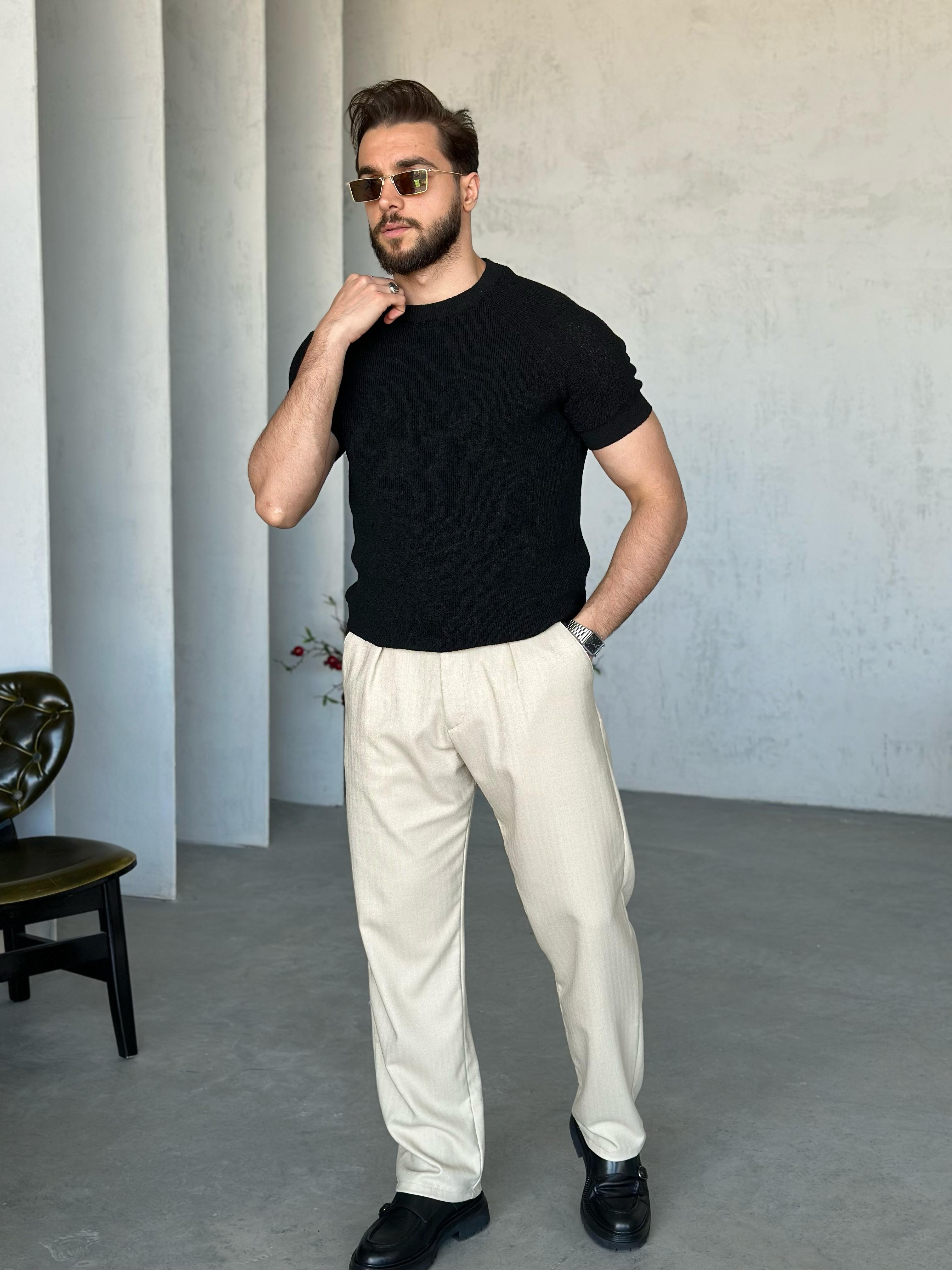 TR3803 İtalyan kol örme triko Siyah