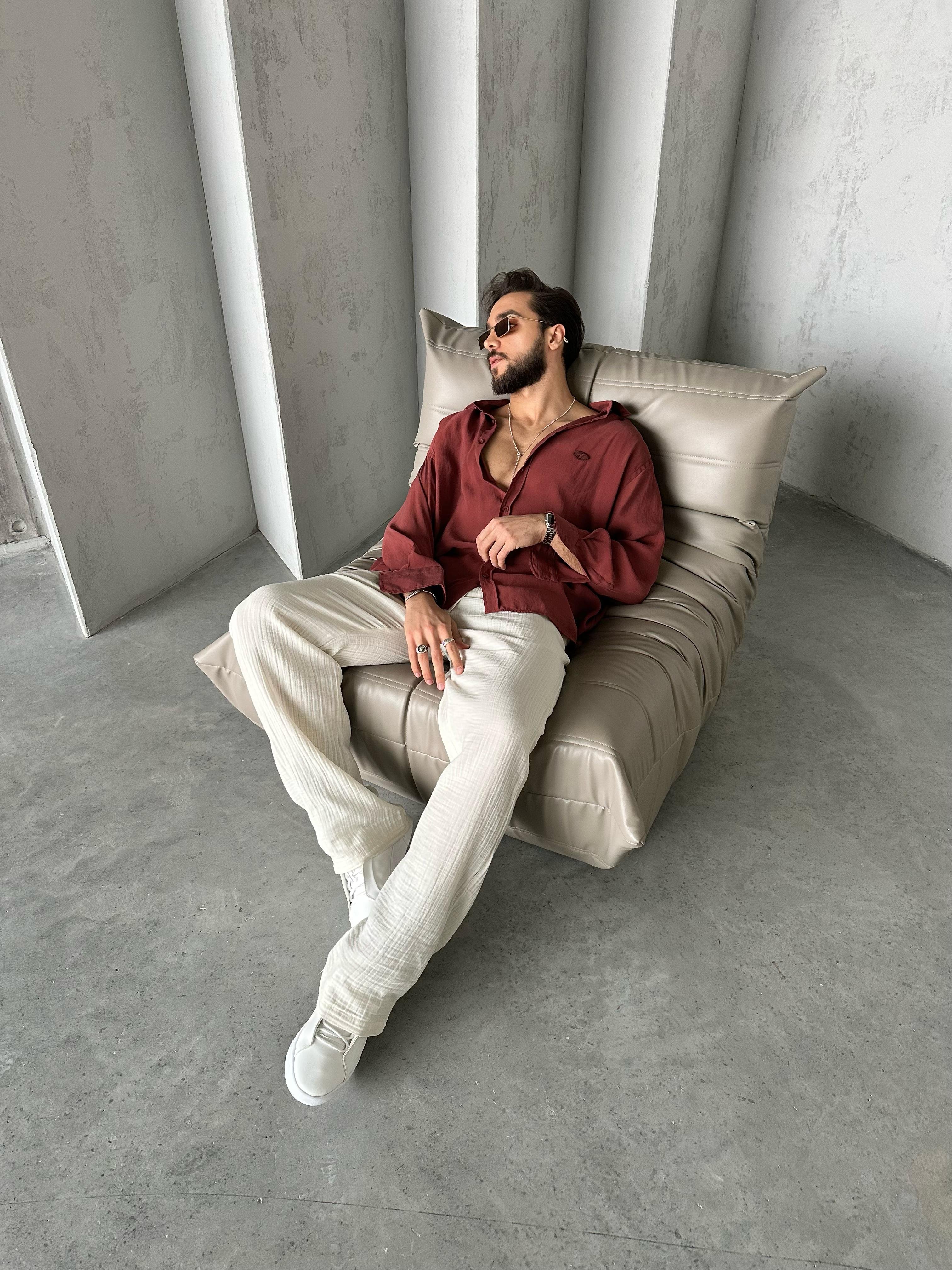 Modal Kumaş Oversize Gömlek Kiremit