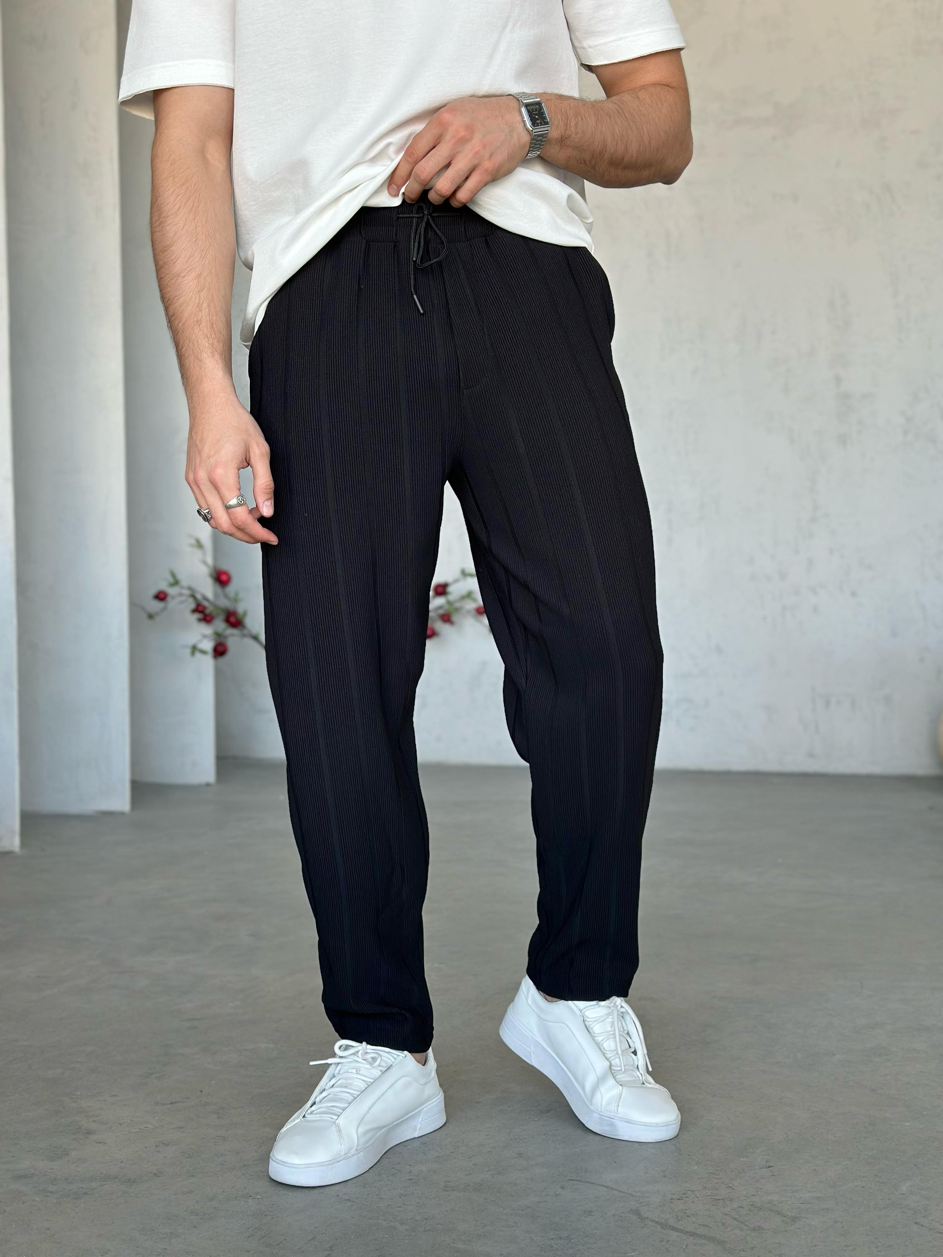 KM3601 Havuç Kesim Fitilli Jogger Siyah