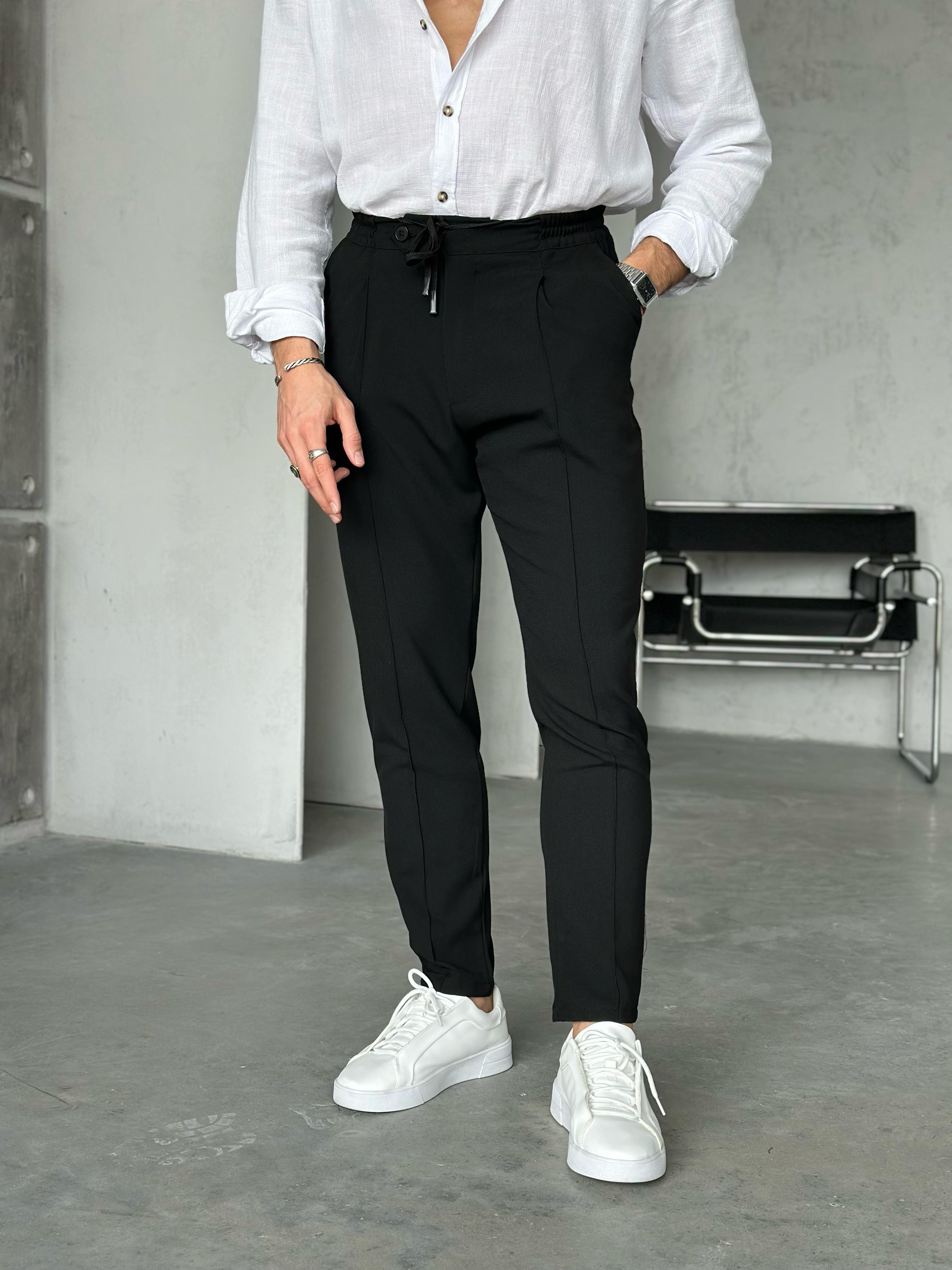 KM50311 jogger pantolon ip,düğme detaylı Siyah - W