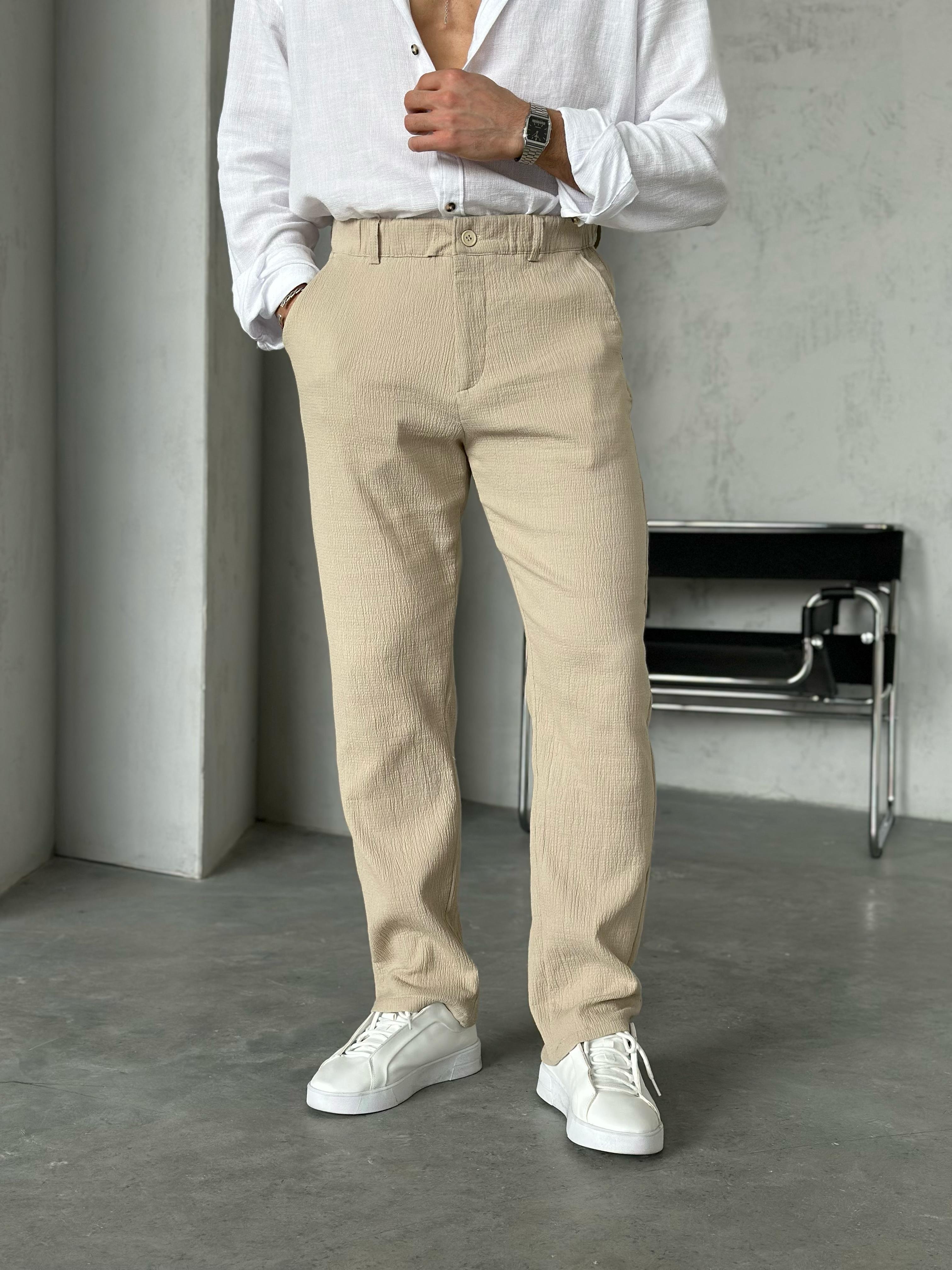 KM50662 Dokulu jogger pantolon BEJ - W