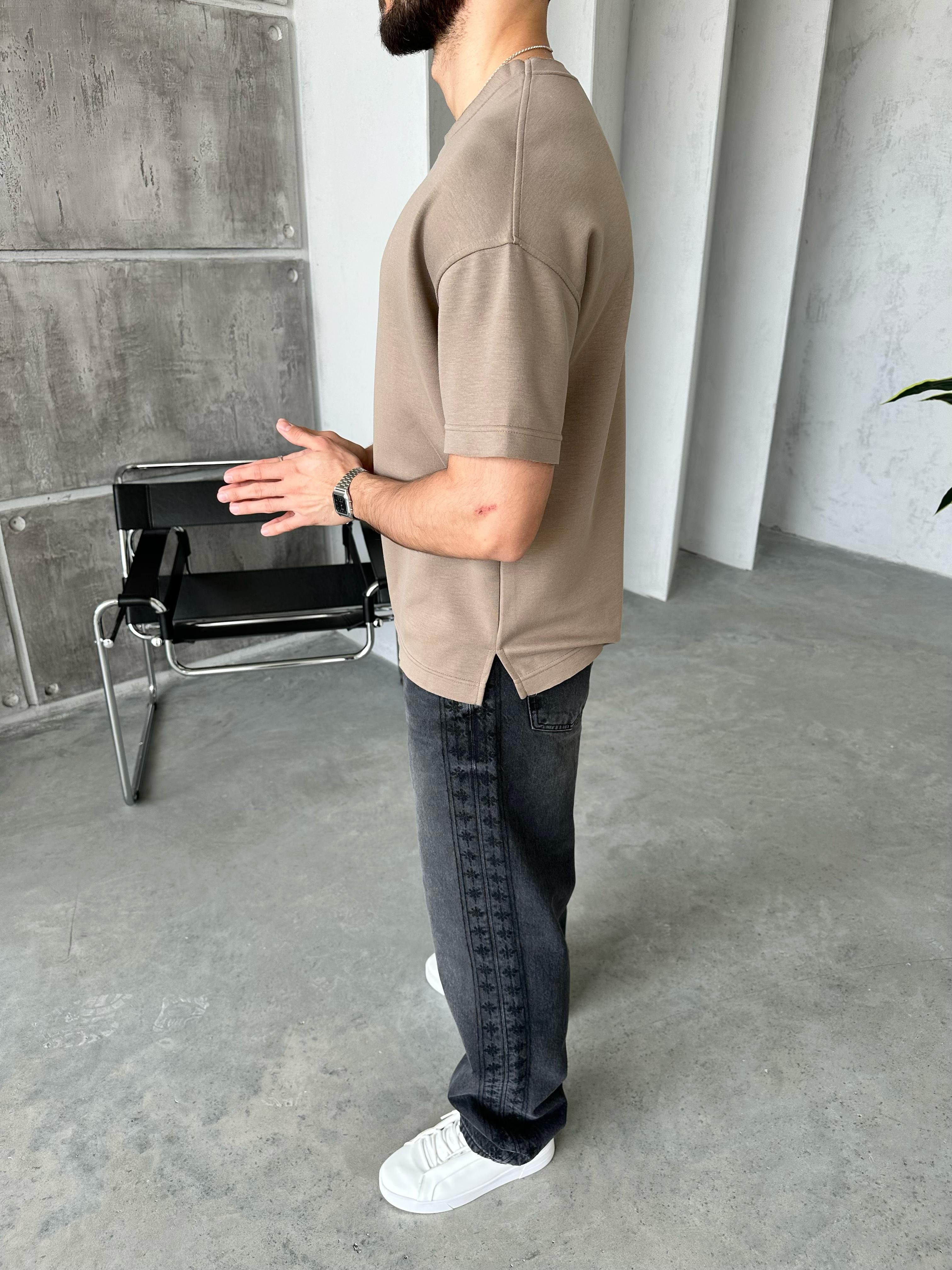 T110 Modal Kumaş Oversize T-shirt Kahve