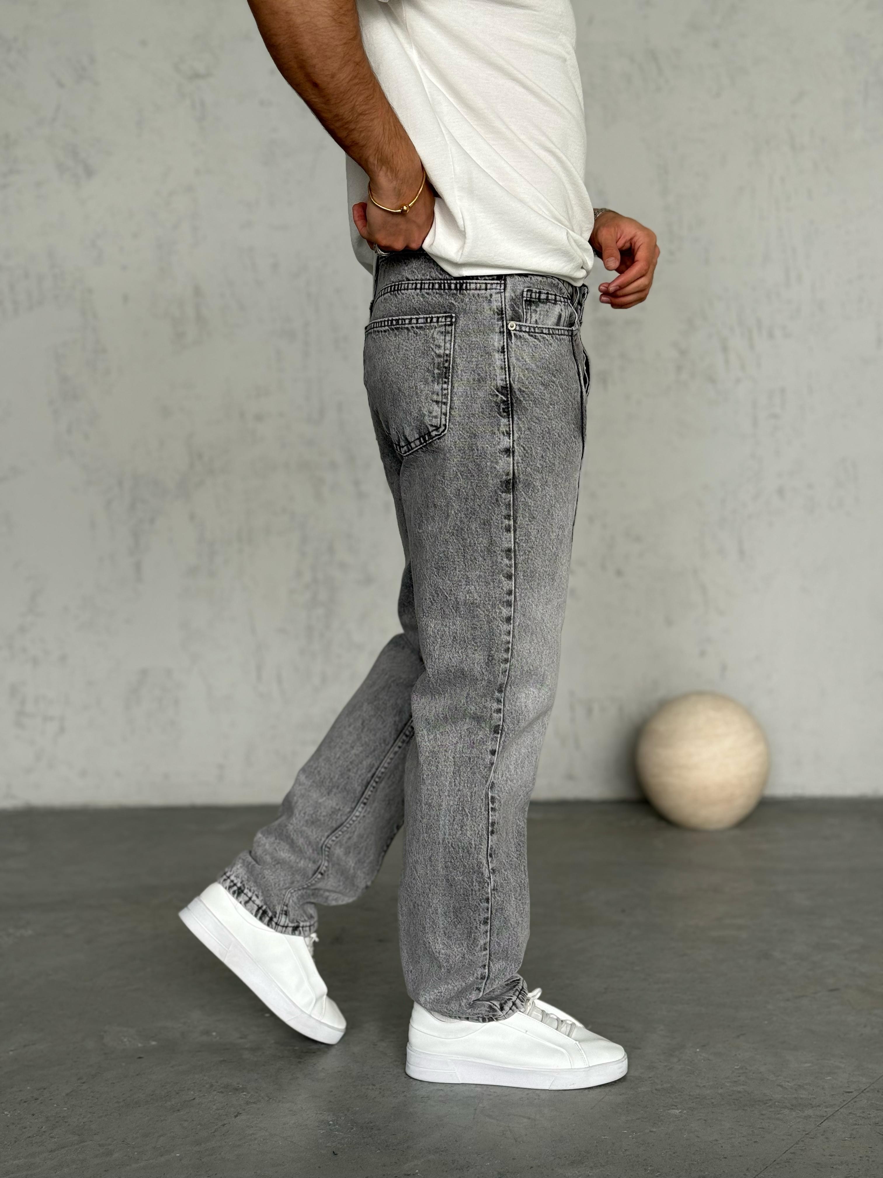 P29472 Tasarım Füme Yıkamalı Dikişli Baggy Pantolon