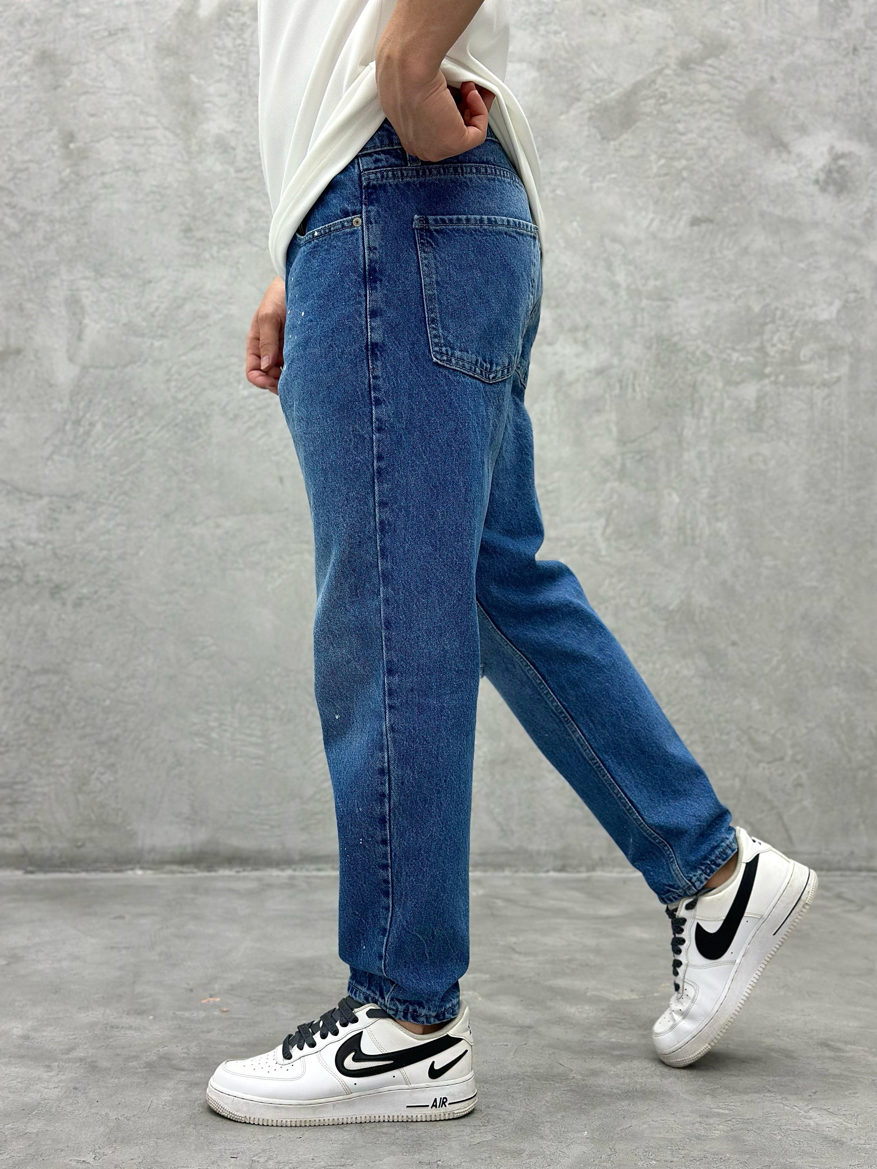P423 Boyalı Diz Yırtık Boyfriend Pantolon