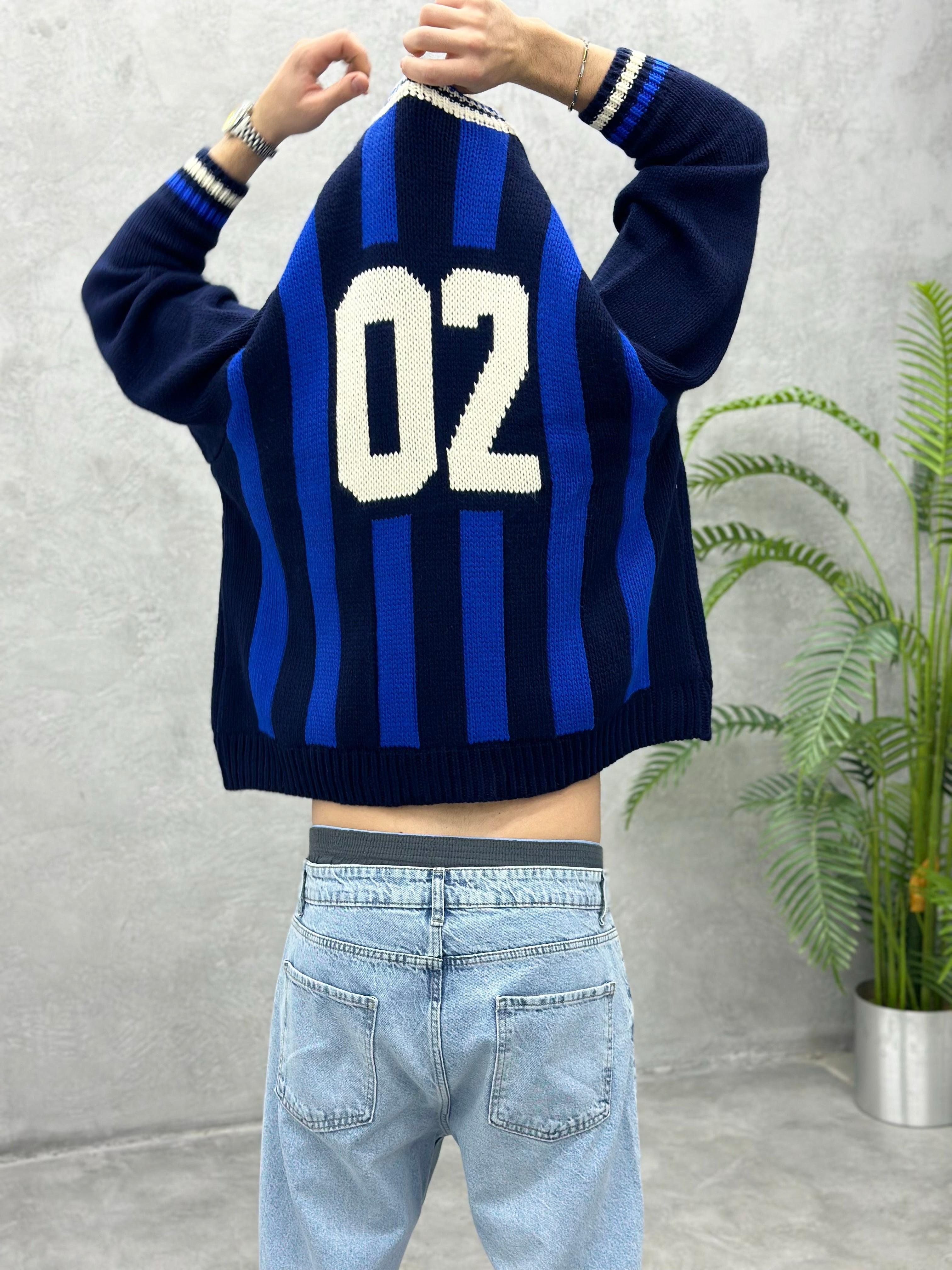 TR1042 OVERSIZE ÖRME TRİKO KAZAK MAVİ
