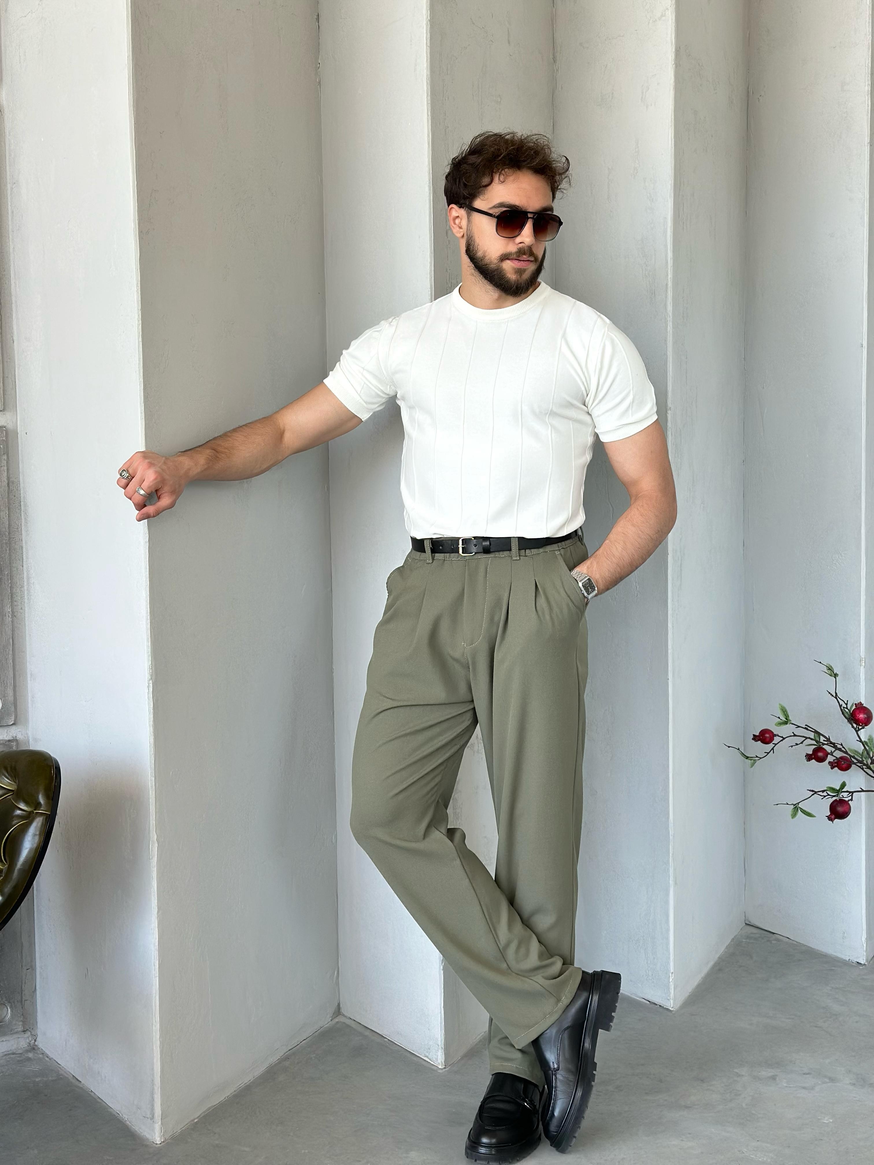 TR6503 Çizlili Basic Triko Beyaz