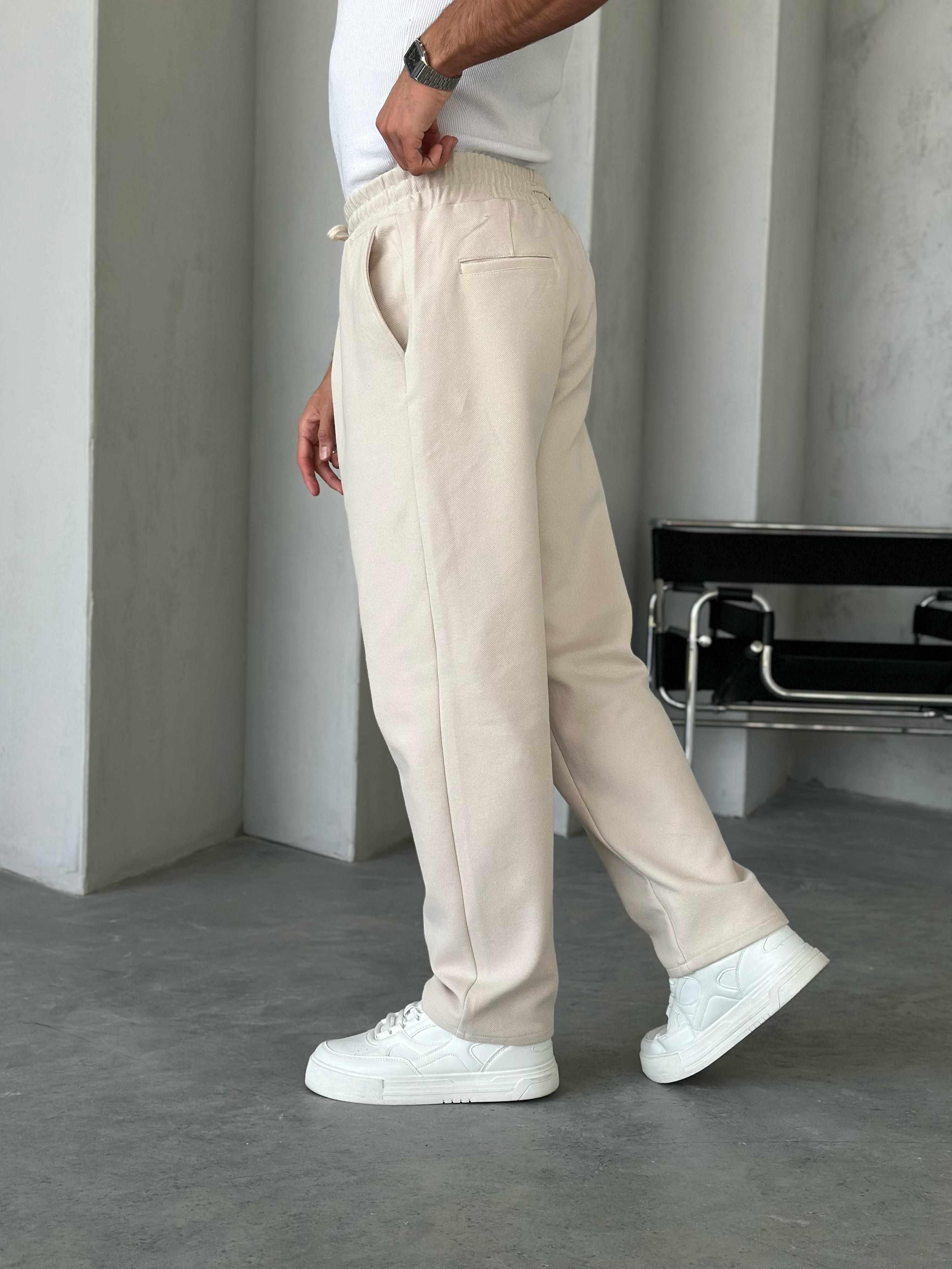 Krem Rahat Kalıp Gabardin Pantolon - G