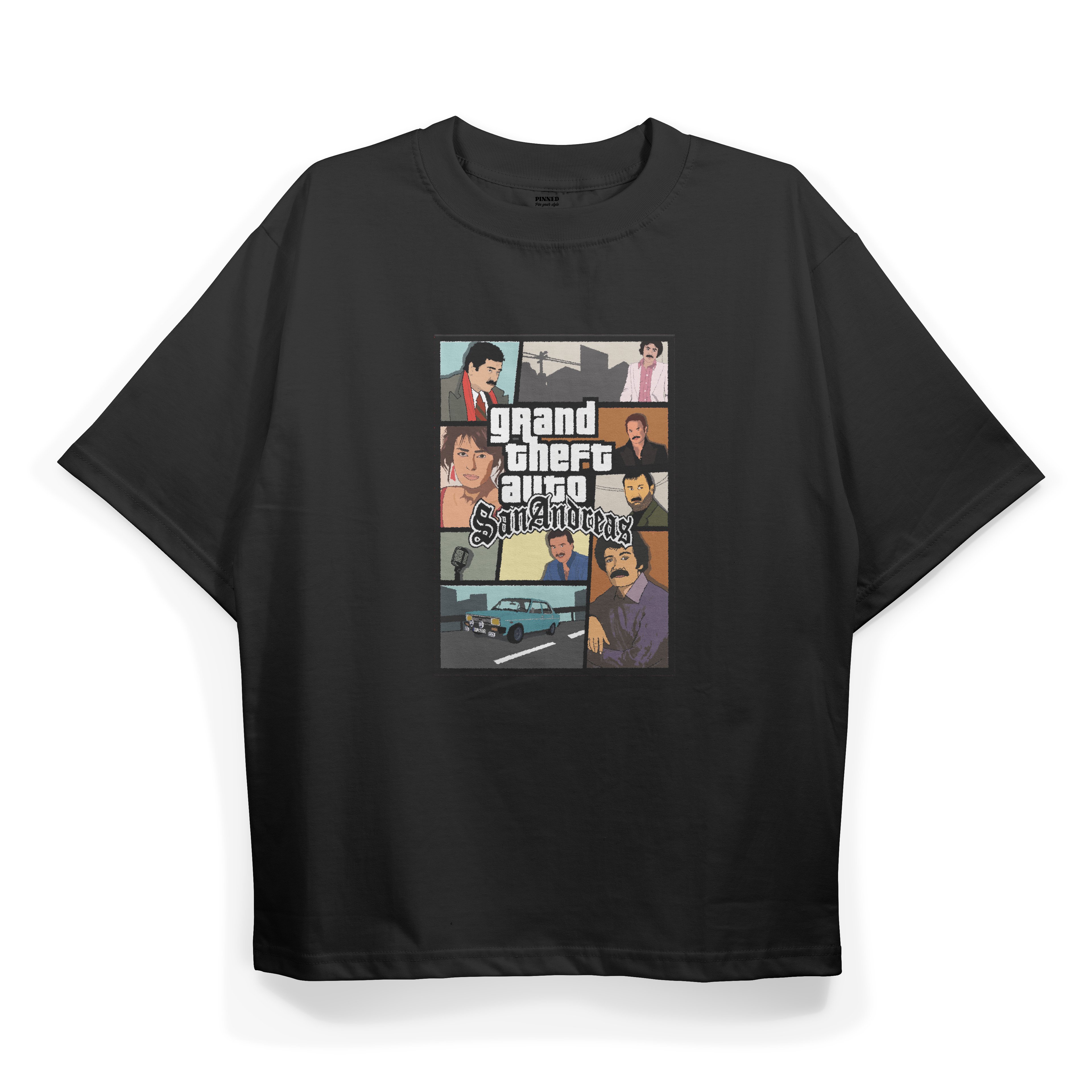 T2025 Arabesque Baskılı Oversize Tshirt
