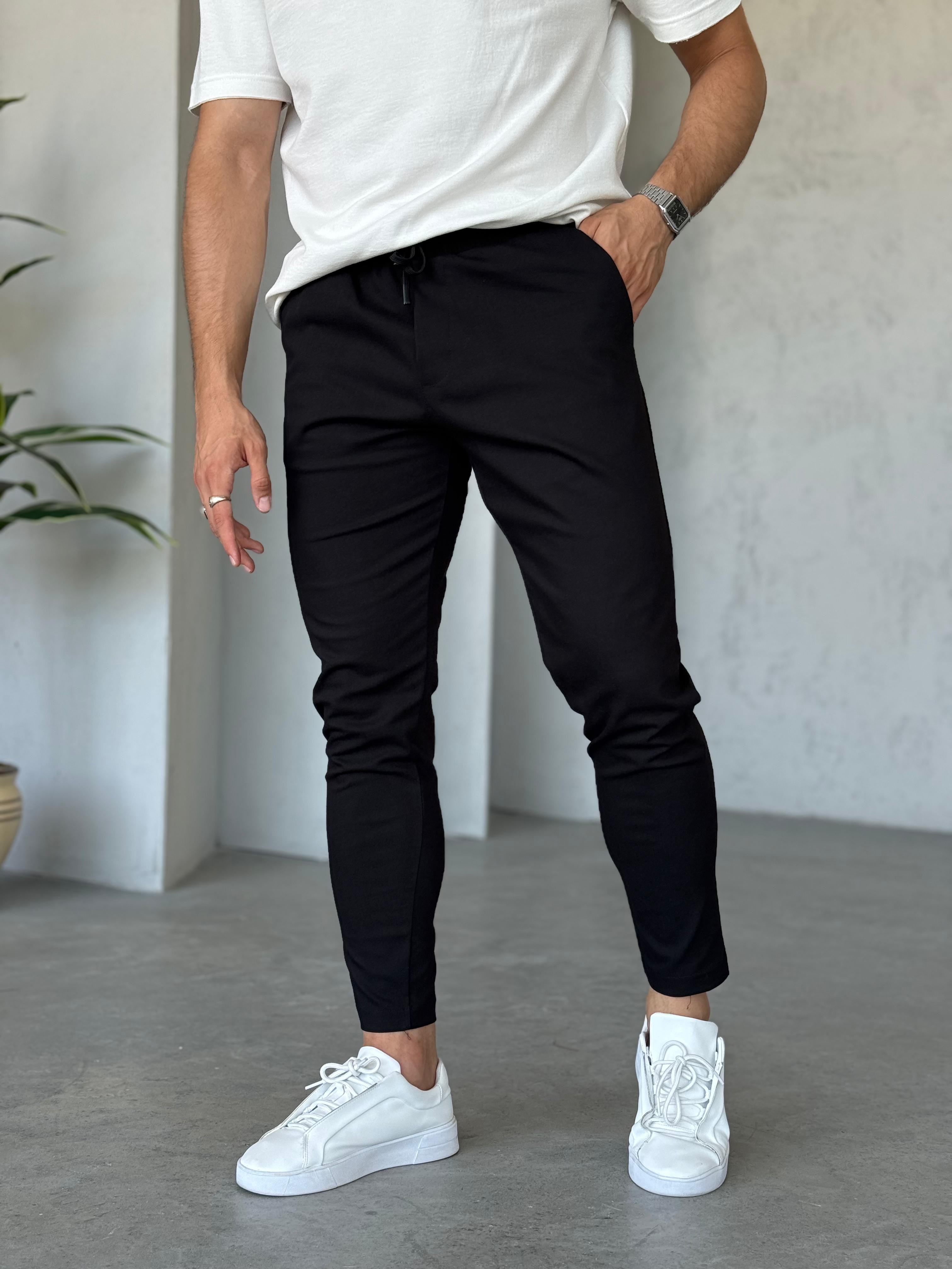 Km2102 Slim Kumaş Jogger Pantolon Siyah