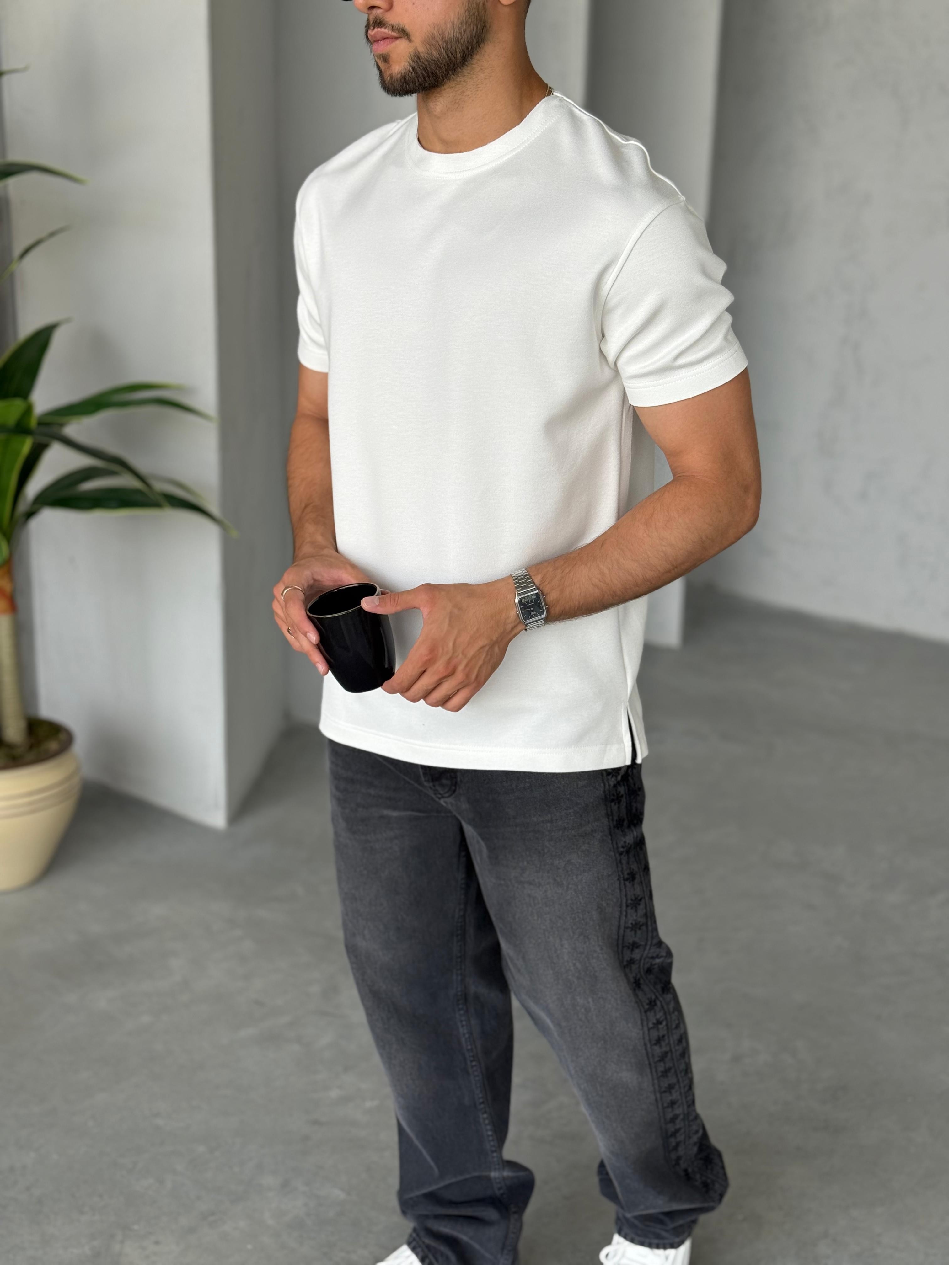 T1100 Modal Kumaş T-shirt Beyaz