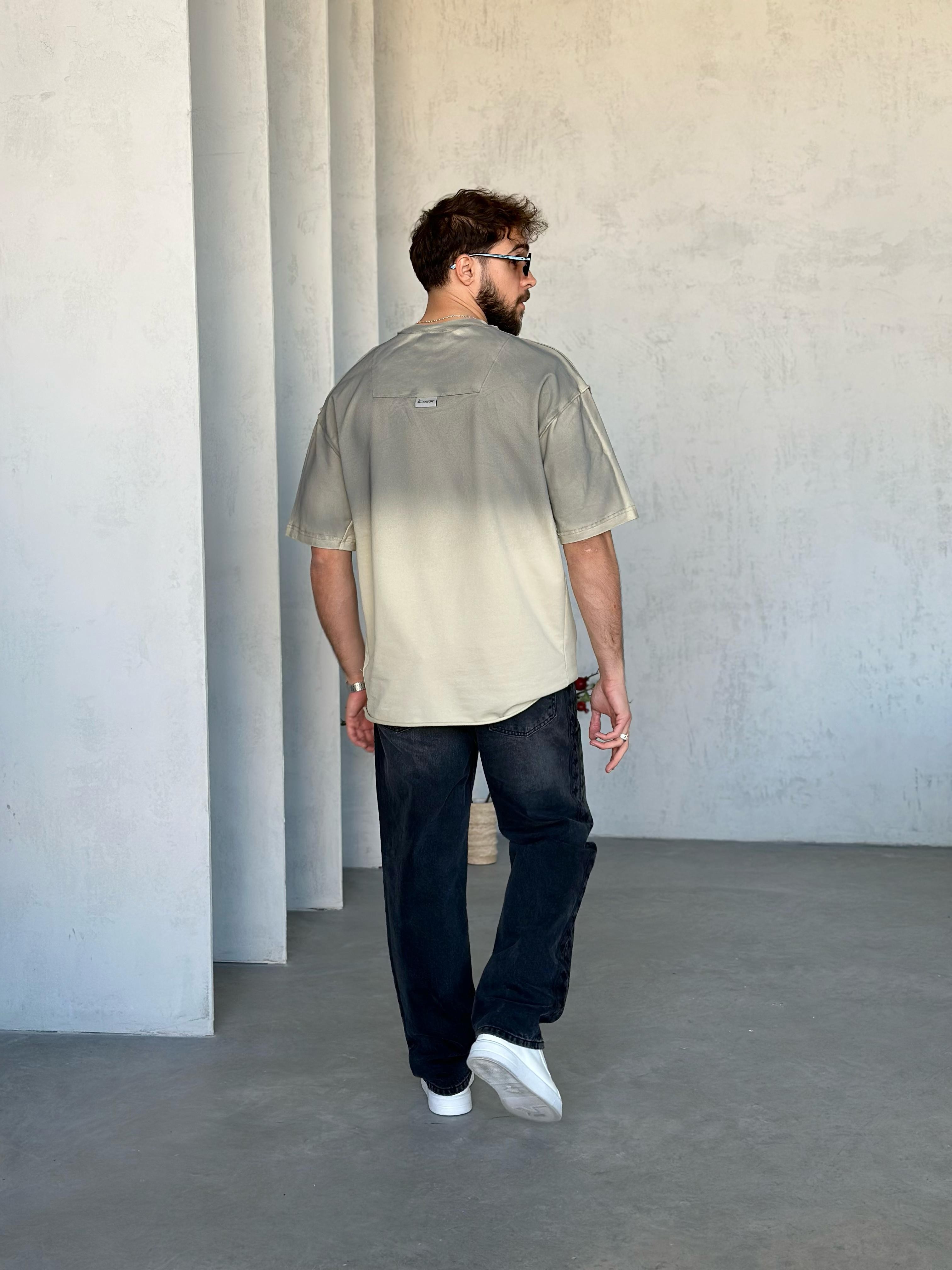 T501 Tasarım Yıkamalı Oversize T-shirt 