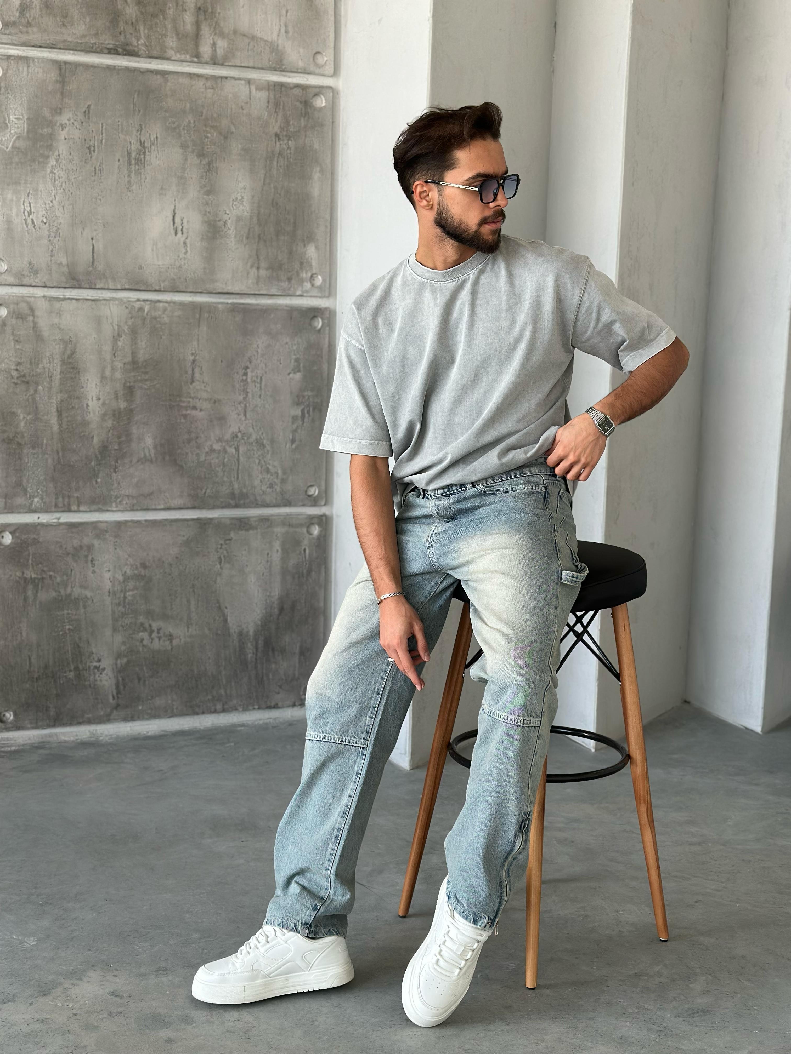 T100 Yıkamalı oversize 2 iplik t-shirt